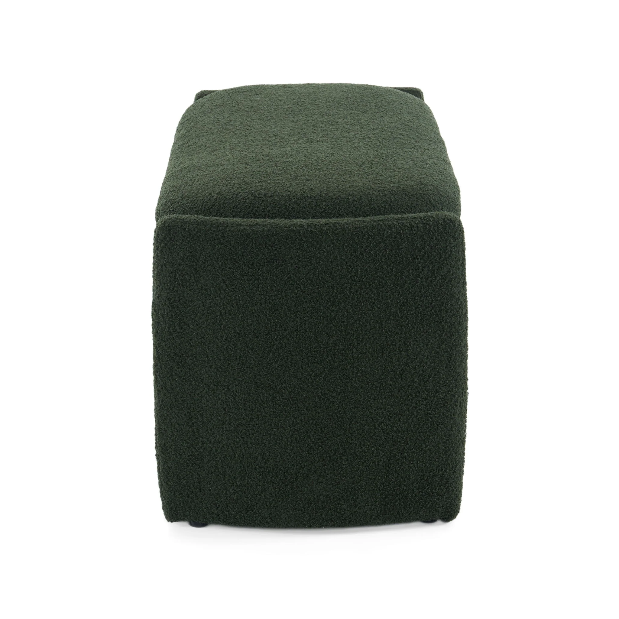 Elegant Long Shaped Storage Ottoman Bench, Boucle Material, Simple And Grand Design - Dark Green - Image 5