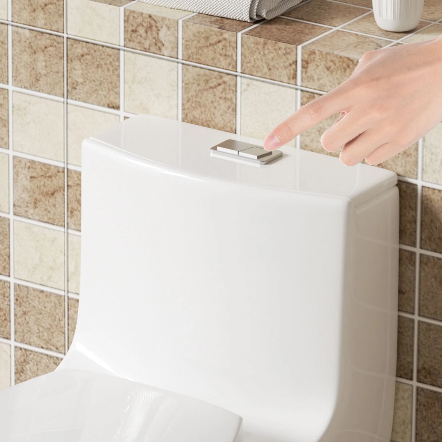 Elegant One Piece Toilet With Tornado Dual Flush, Siphonic S Trap 12", Soft Close Seat, Dual Flush, Ada Height, Glossy - Gloss White - Image 8