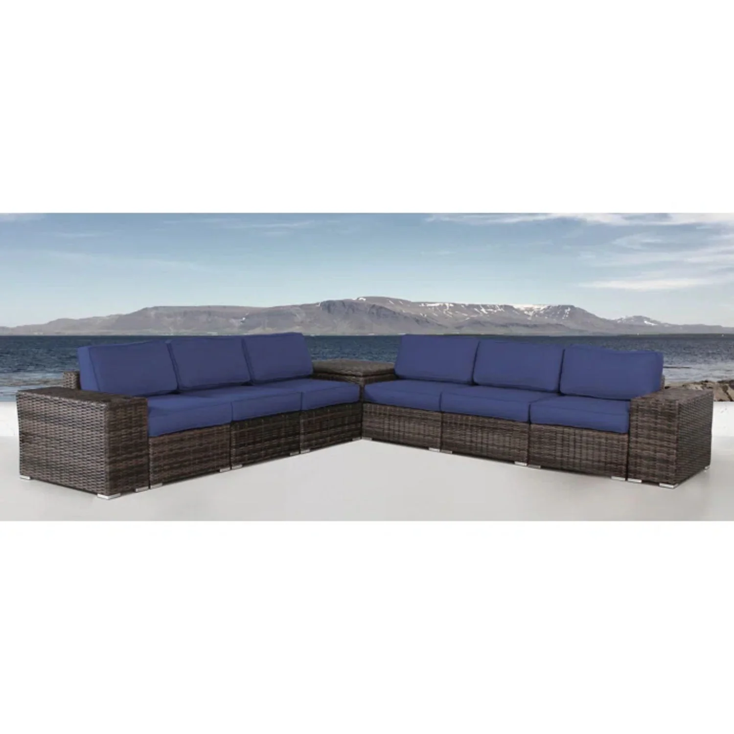 Elegant Outdoor Rattan Wicker 6 Person Seating Group With Cushions - Image 4