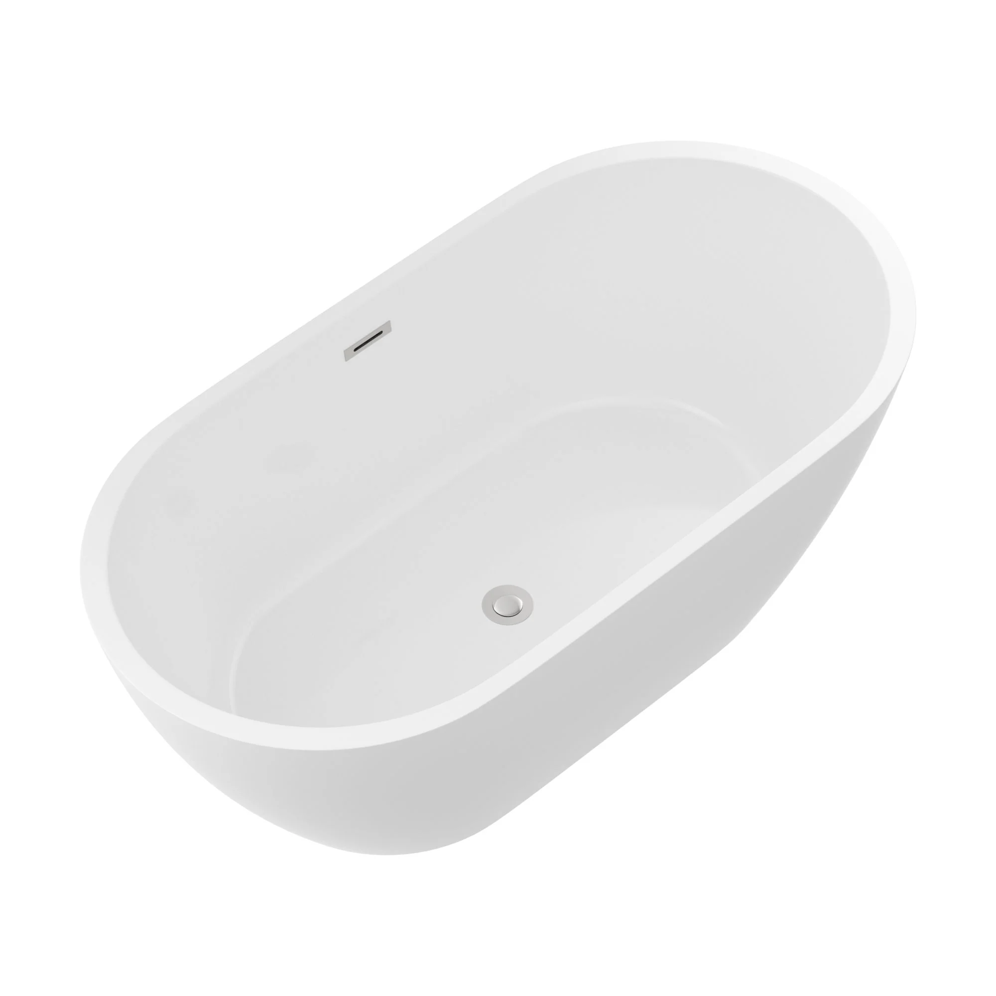 Elegant Oval Freestanding Bathtub, Overflow & Pop Up Drain - Image 4