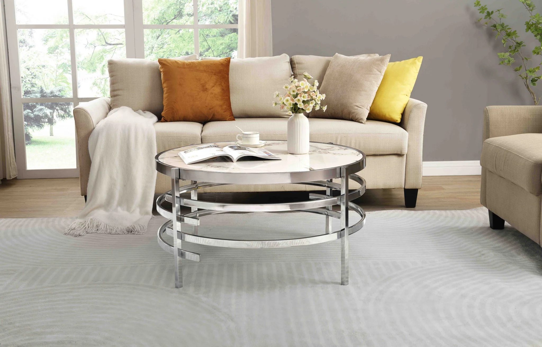 Elegant Round Table With Sintered Stone Top & Sturdy Metal Frame - Image 10