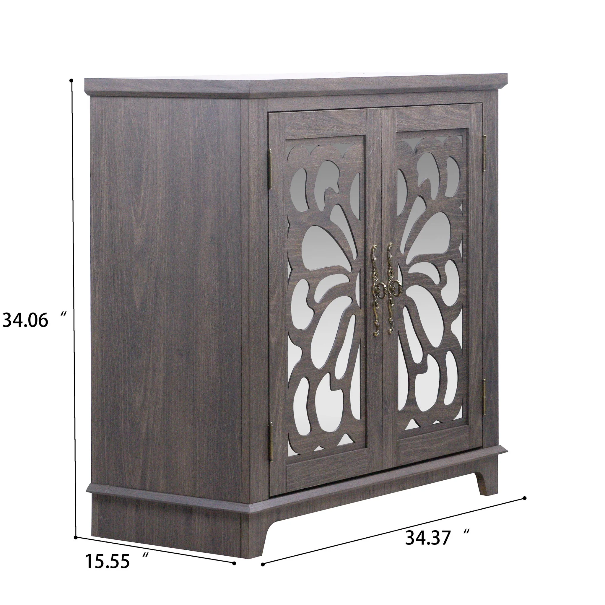 Elegant Sideboard With 2 Acrylic Mirrored Doors, Adjustable Shelf Storage - Image 11