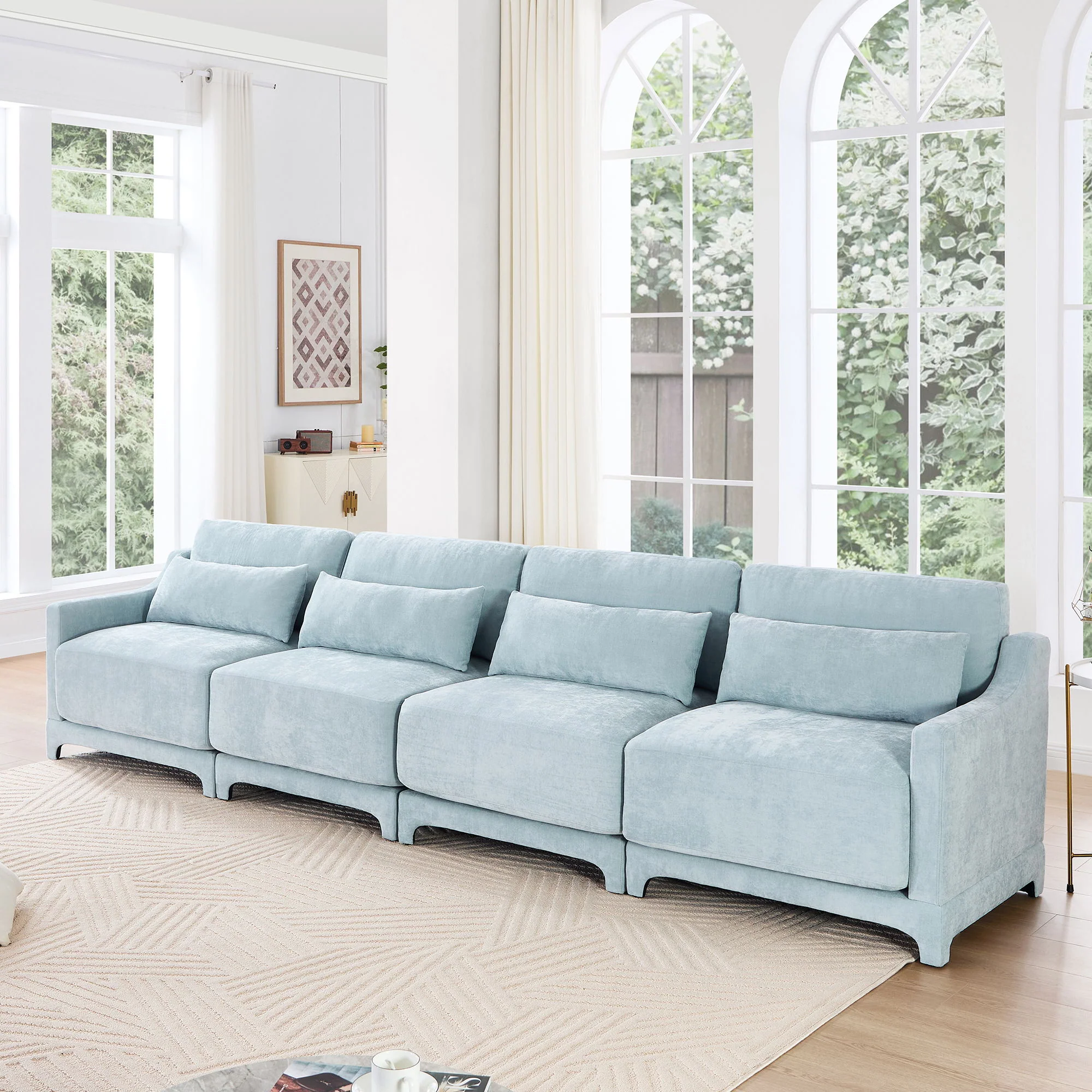Elegant Sofa With Ergonomic Design And Lumbar Pillows - Image 10