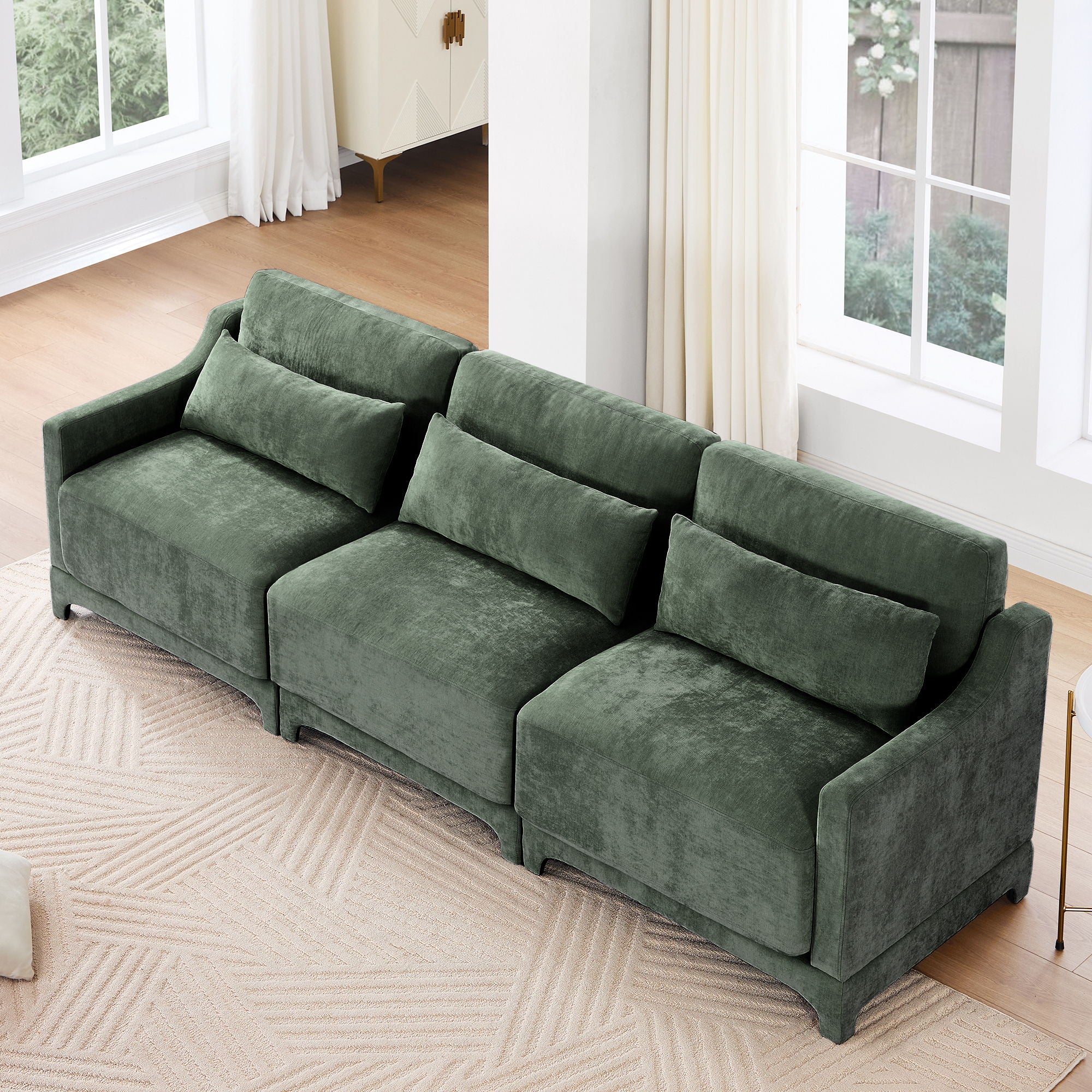 Elegant Sofa With Ergonomic Design And Lumbar Pillows - Image 11