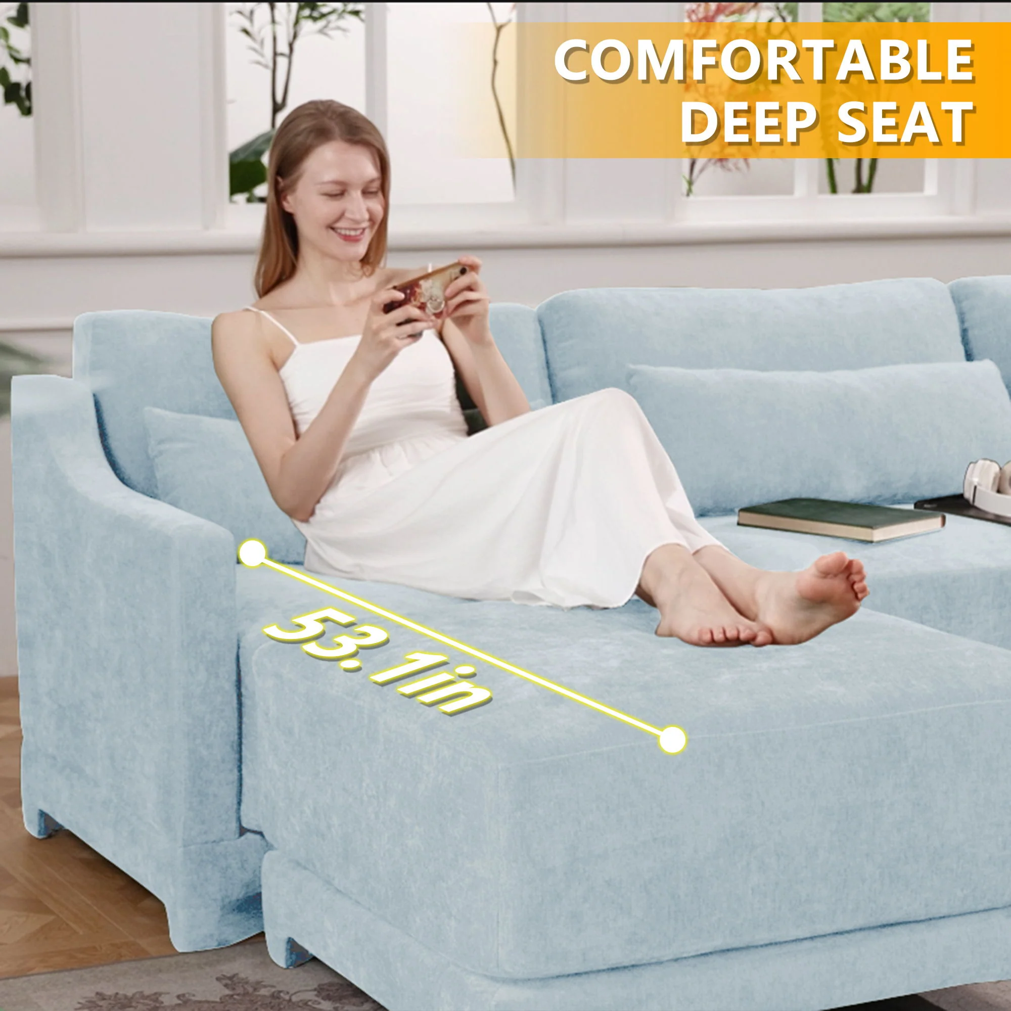 Elegant Sofa With Ergonomic Design And Lumbar Pillows - Image 24