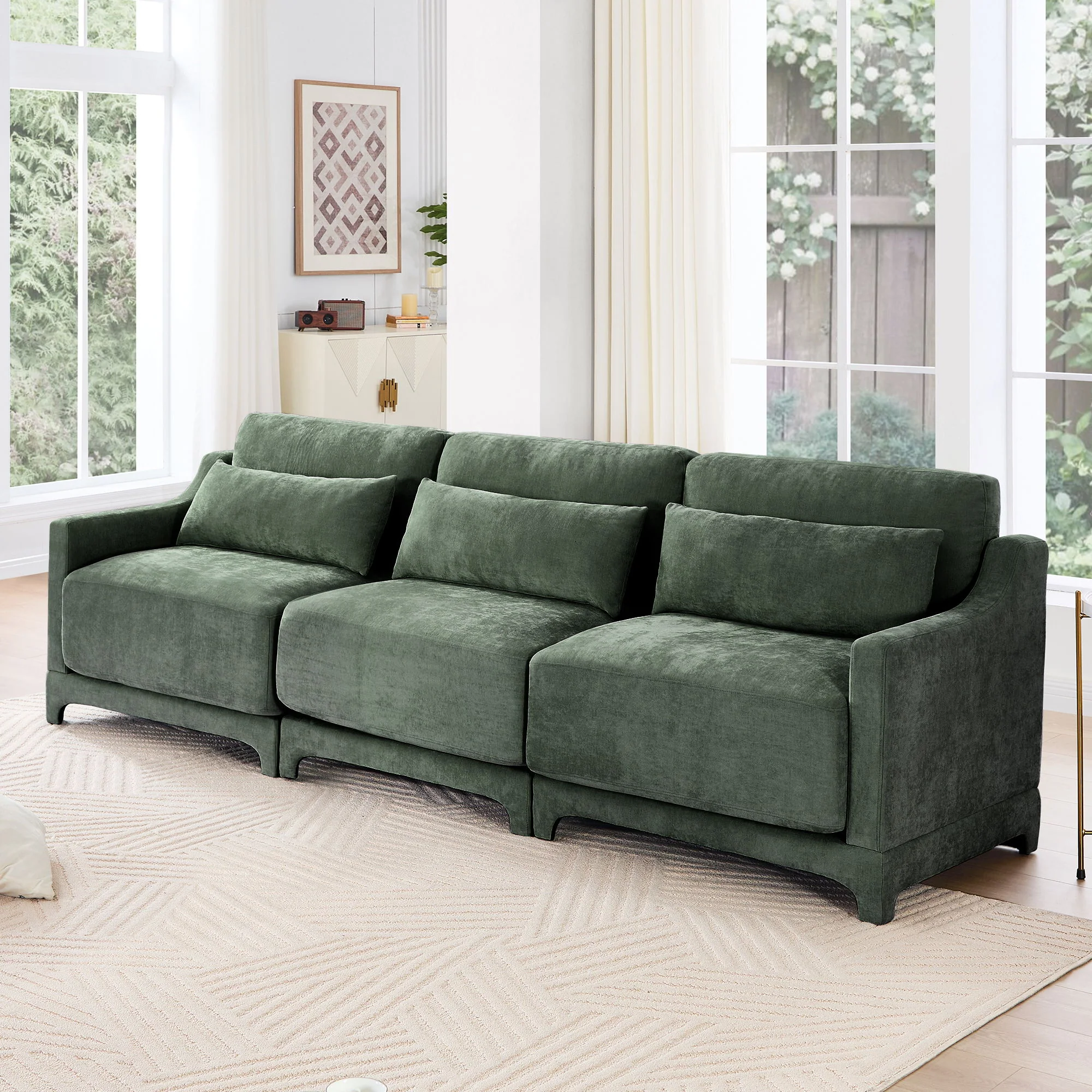 Elegant Sofa With Ergonomic Design And Lumbar Pillows - Image 25