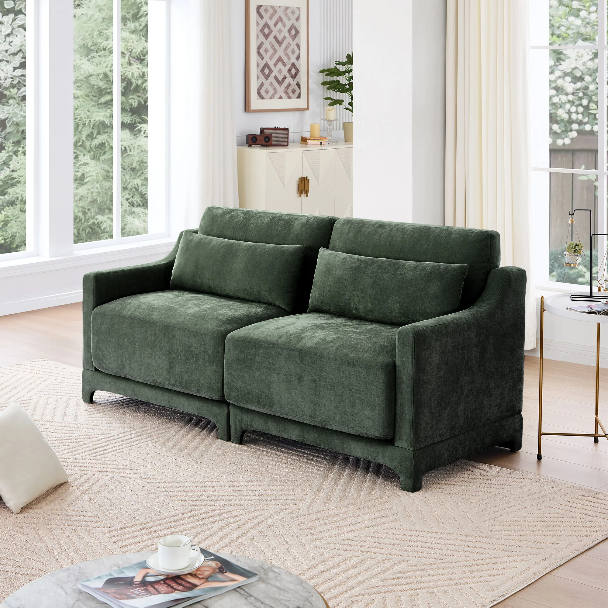Elegant Sofa With Ergonomic Design And Lumbar Pillows - Image 29