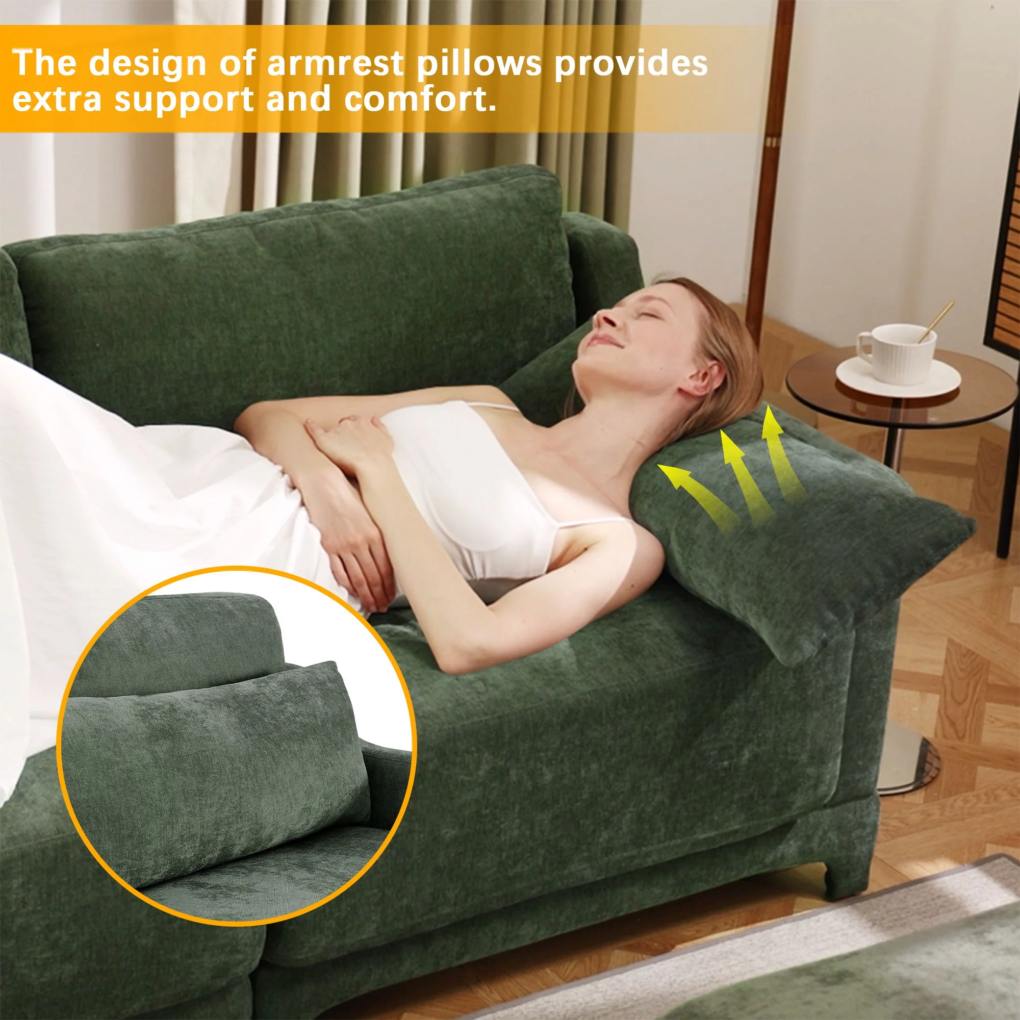 Elegant Sofa With Ergonomic Design And Lumbar Pillows - Image 40
