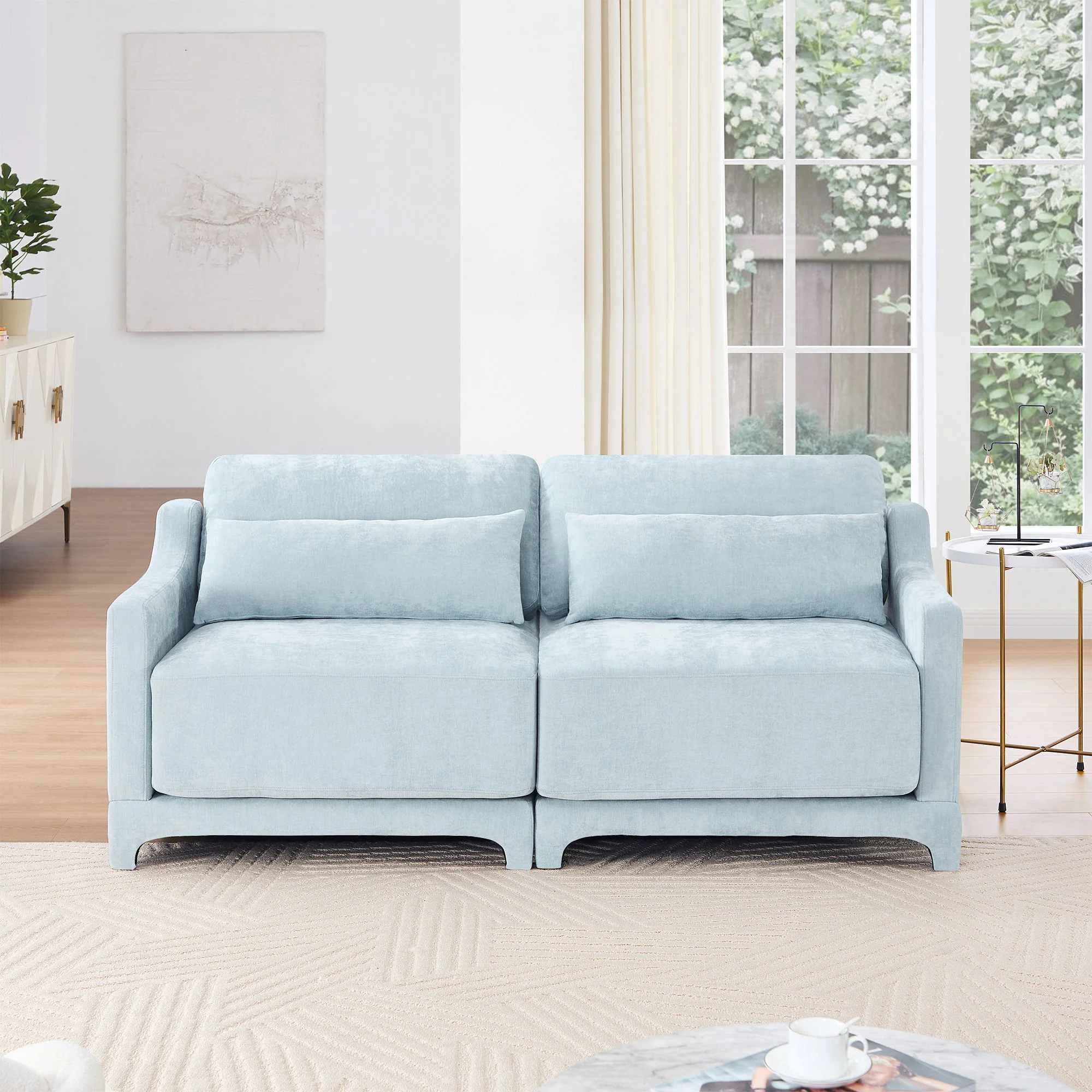 Elegant Sofa With Ergonomic Design And Lumbar Pillows - Image 45