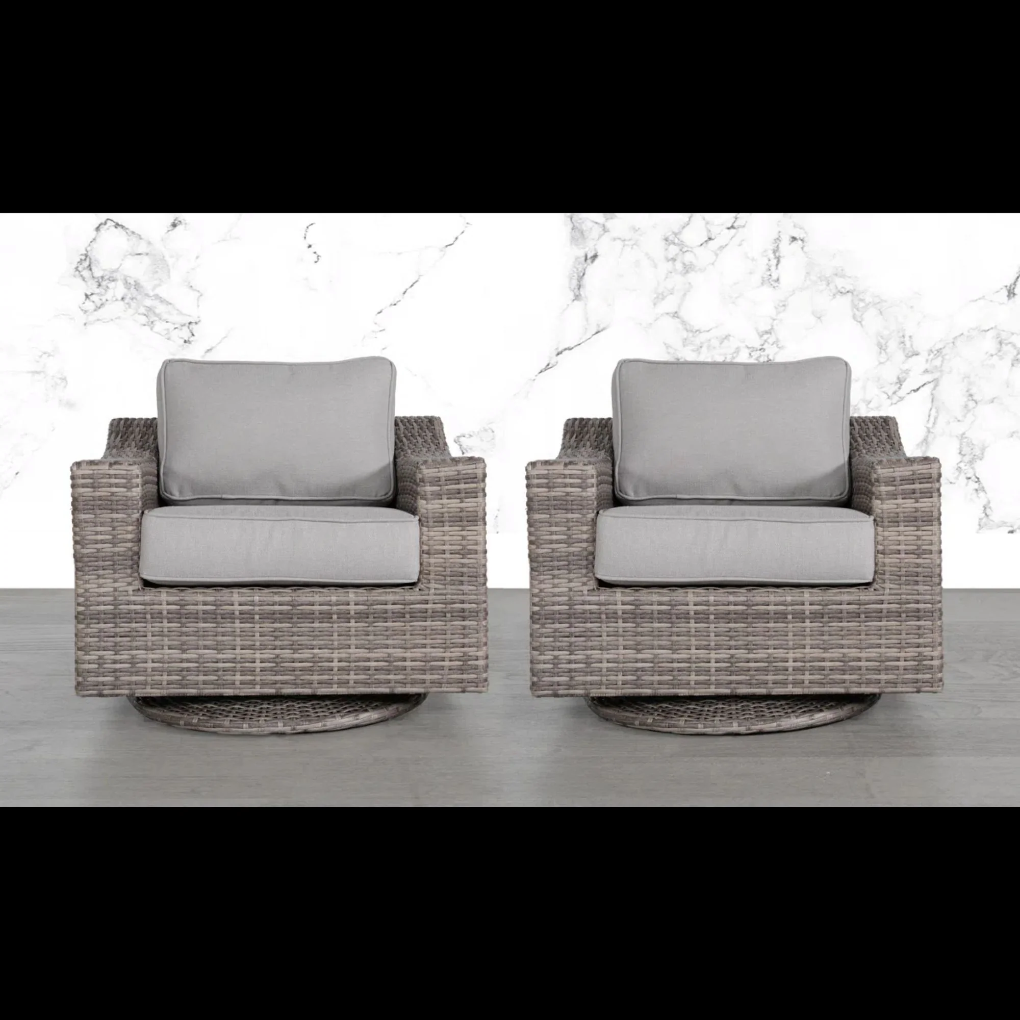 Swivel Patio Chair With Luxurious Cushions Perfect For Outdoor Relaxation (Set of 2) - Gray Mix - Image 5