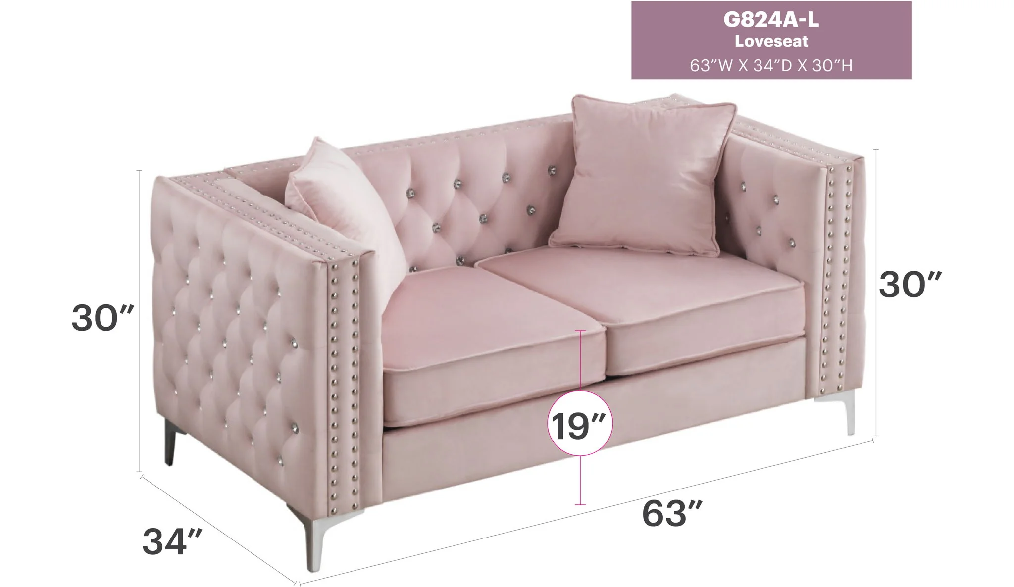 Elegant Track Arm Loveseat - Image 12