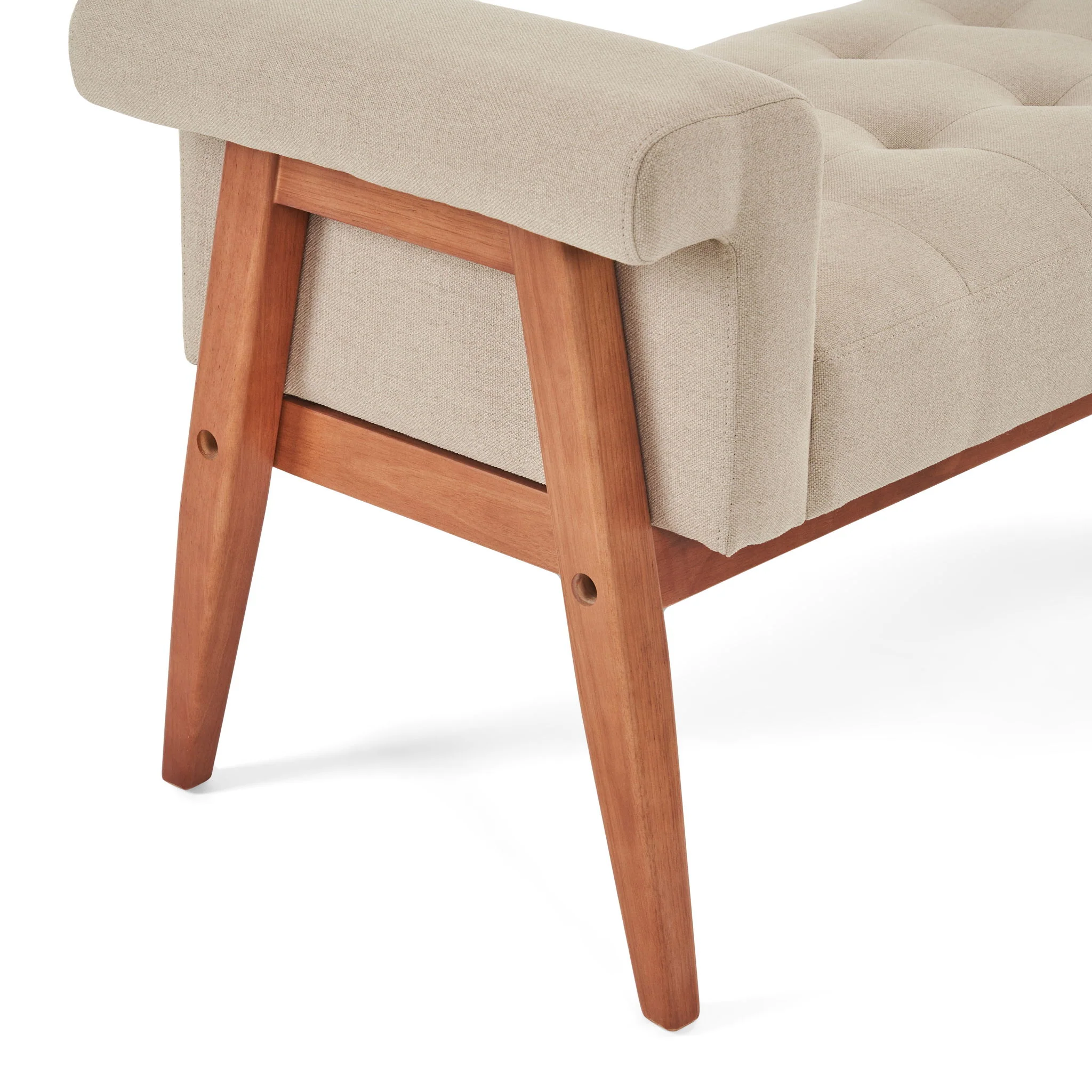 Elegant Tufted Ottoman - Beige / Brown - Image 7