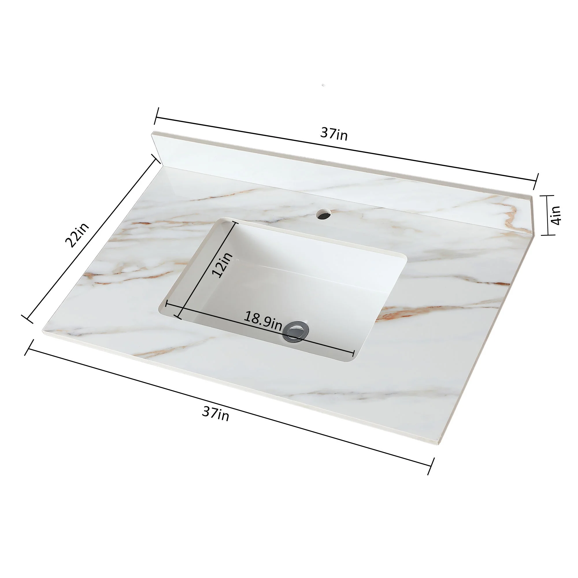 Elegant Vanity Top With Undermount Sink And Backsplash, Sintered Stone - Image 19