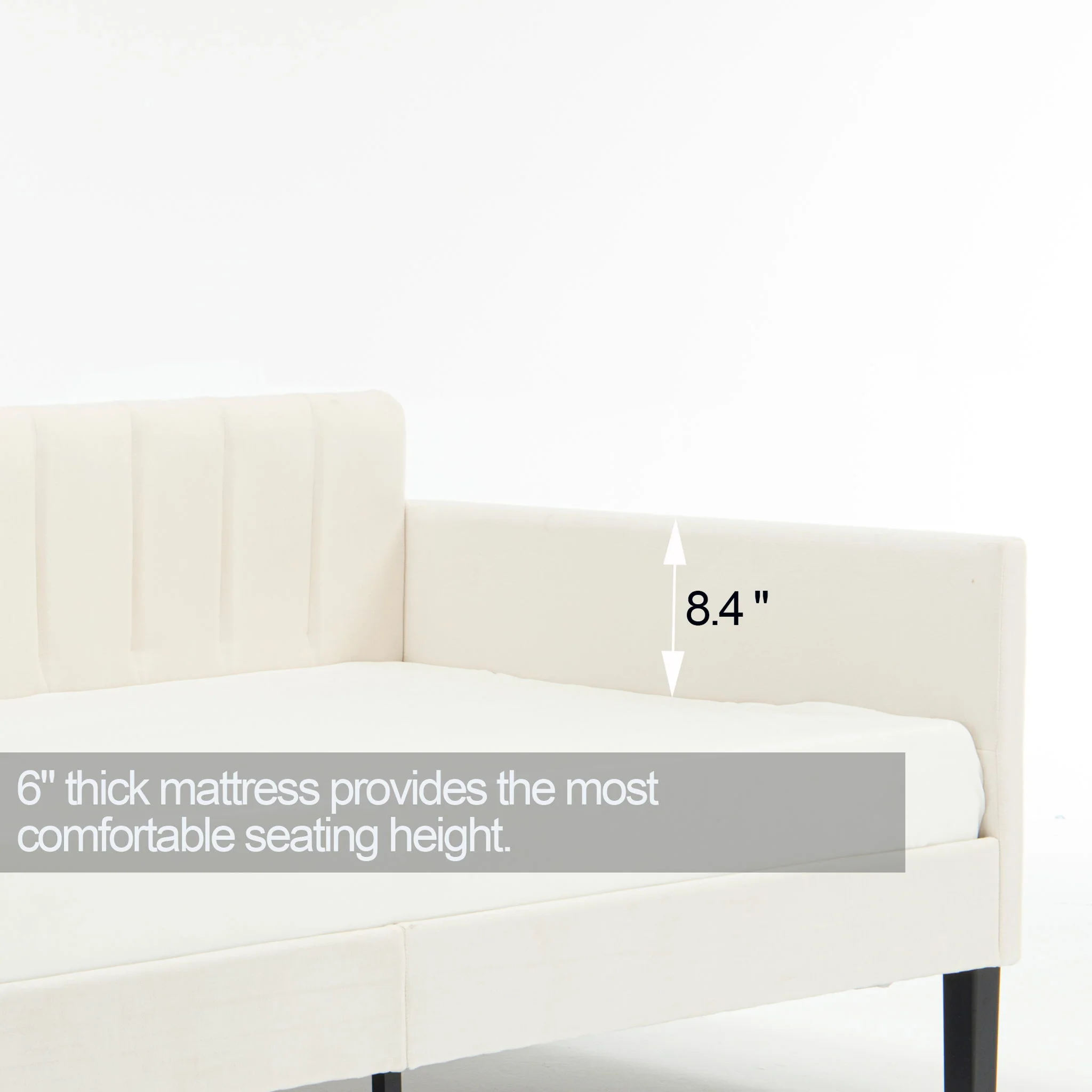 Elena - Boucle Upholstered Daybed, Ribbed Tufted Backrest - Image 9