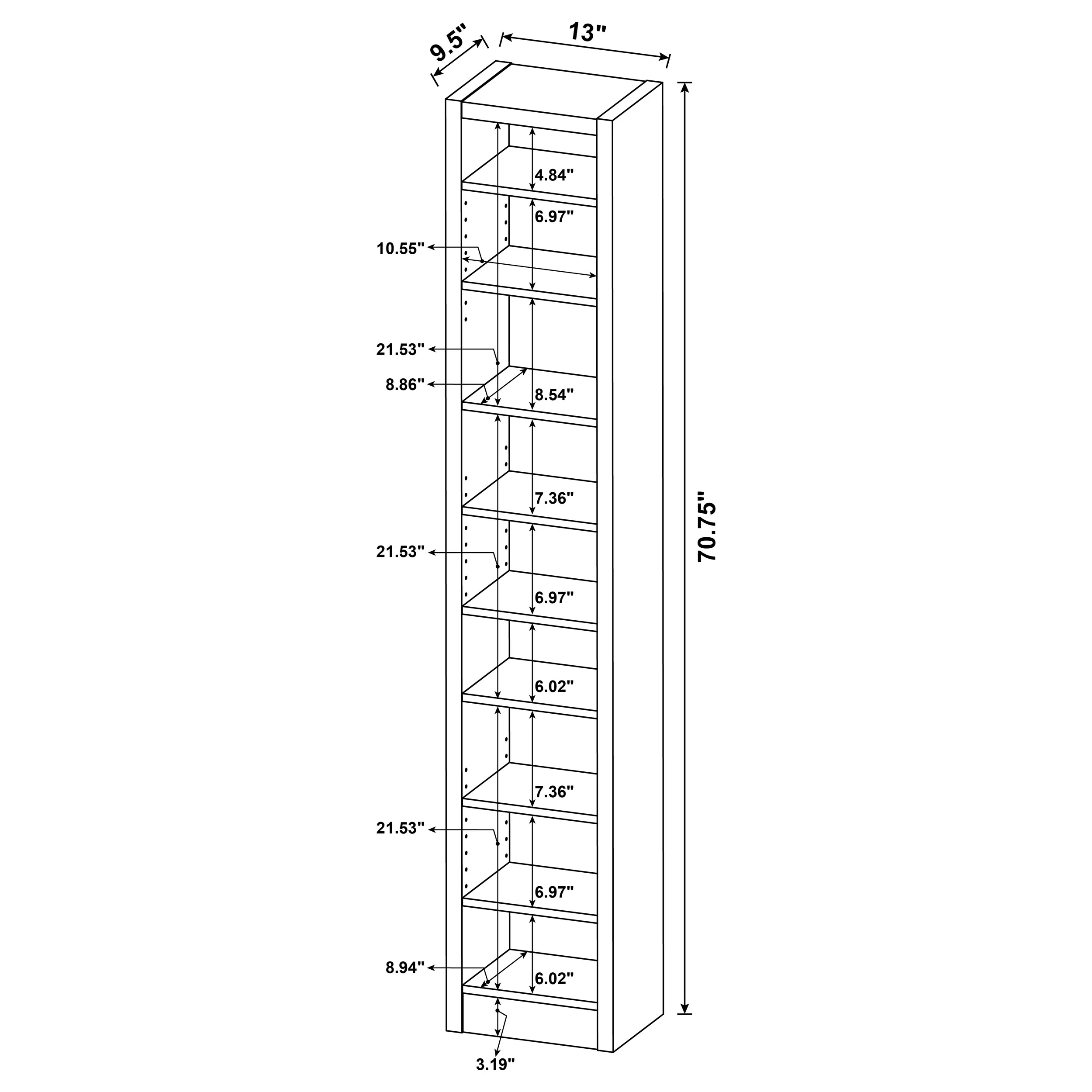 Eliam 71-Inch 8-Shelf Bookcase in Cappuccino - Image 8