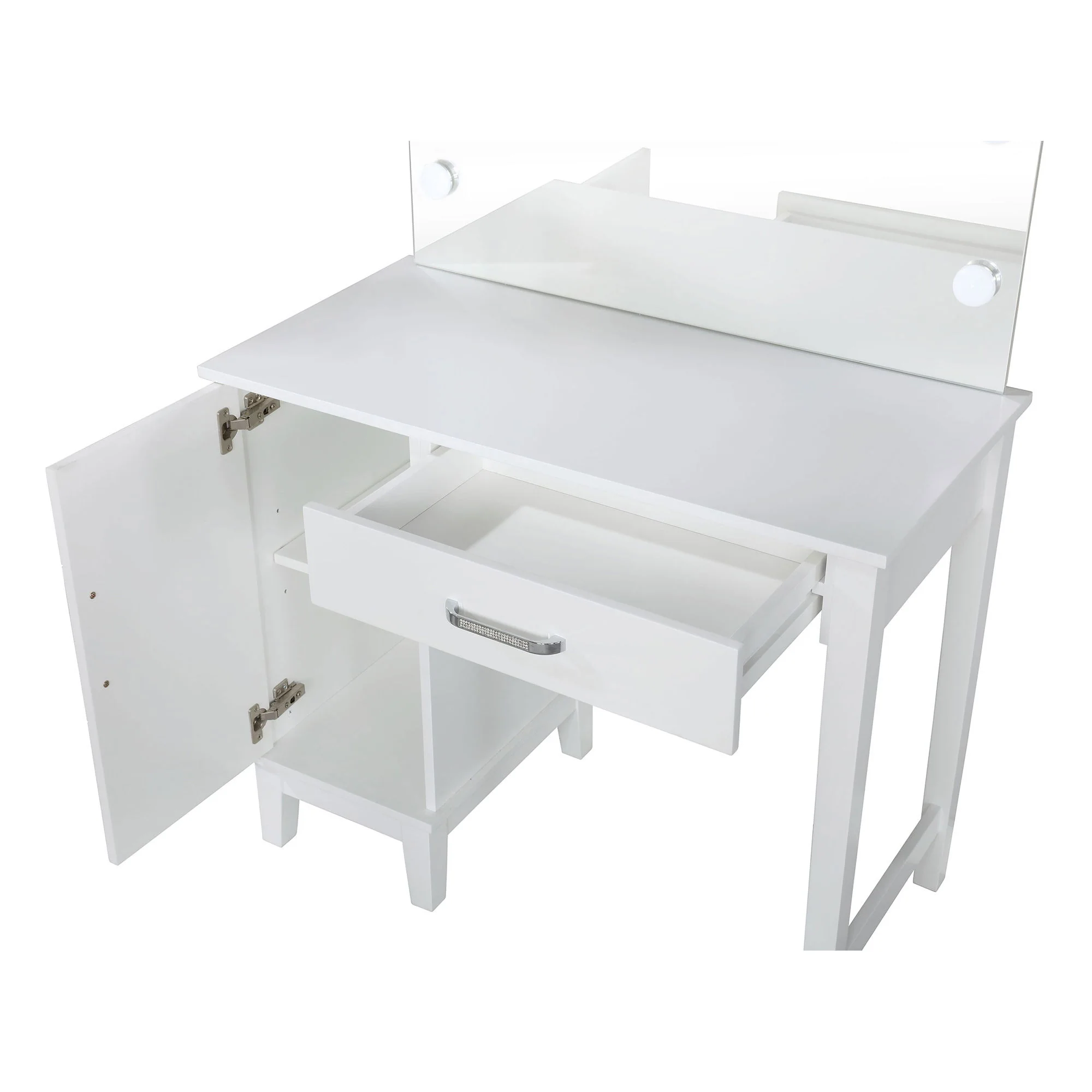 Elijah - Vanity Set With Lighting And Stool - White - Image 2