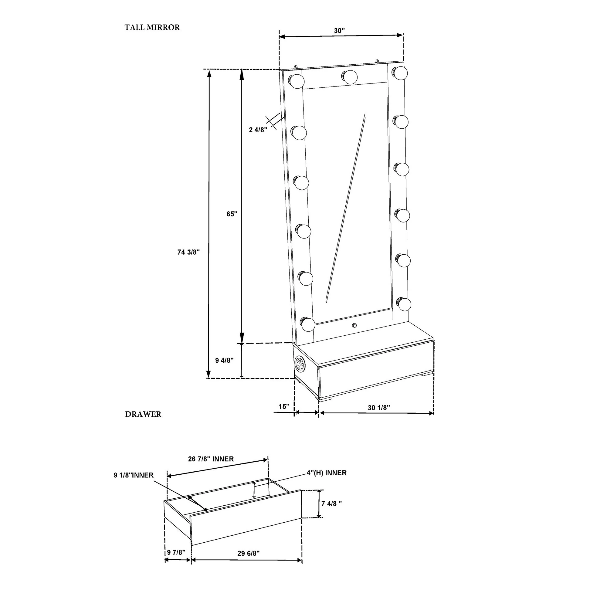 Elisa - Narrow Tall Mirror With Speaker And Drawer - Image 18