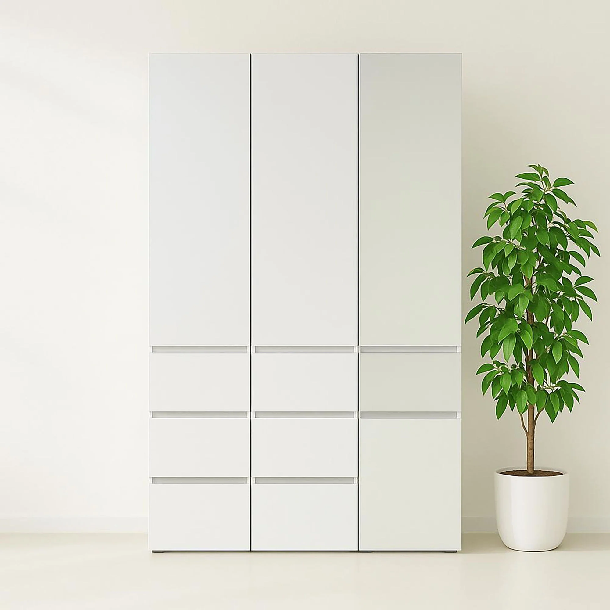 Elise - Modular Closet System With Mirror - White - Wood - Image 3