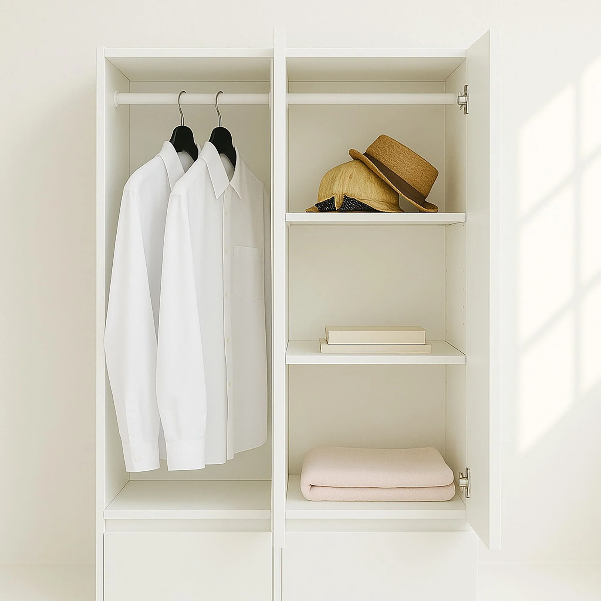 Elise - Modular Closet System With Mirror, Customizable Storage Solution - White - Image 7
