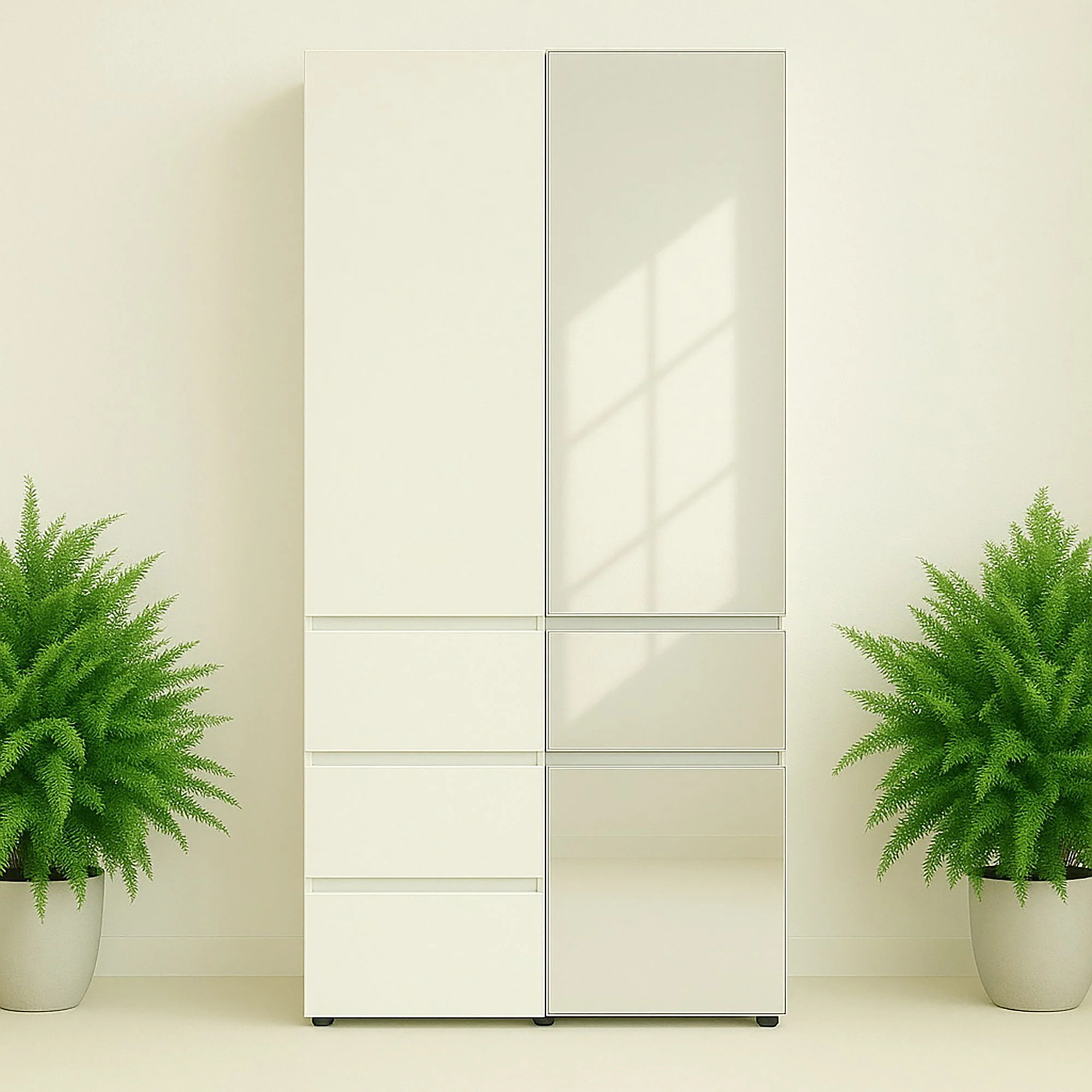 Elise - Modular Closet System With Mirror And Customizable Storage - White - Image 7
