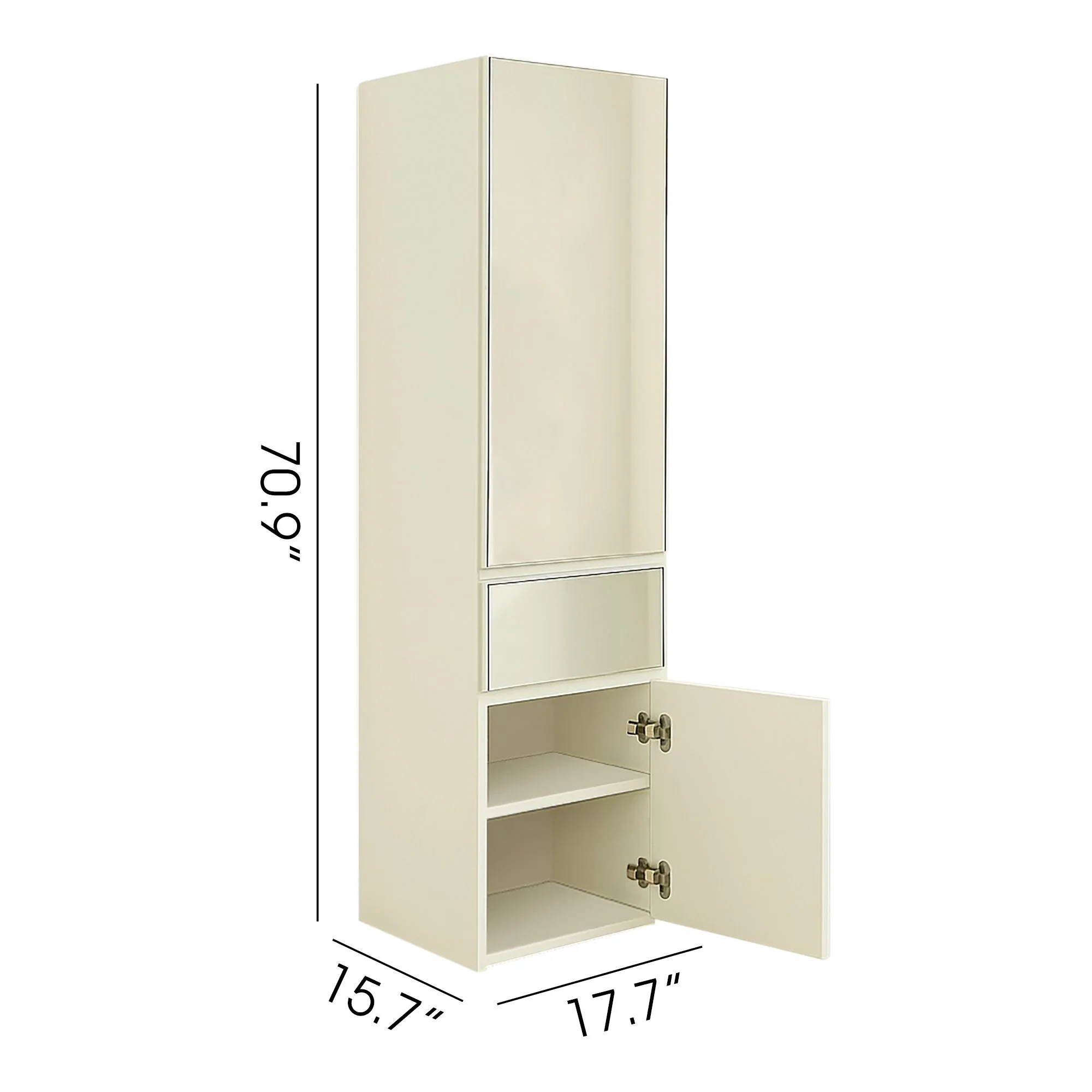 Elise - Slim Modular Closet Cabinet With Mirror - White - Image 7