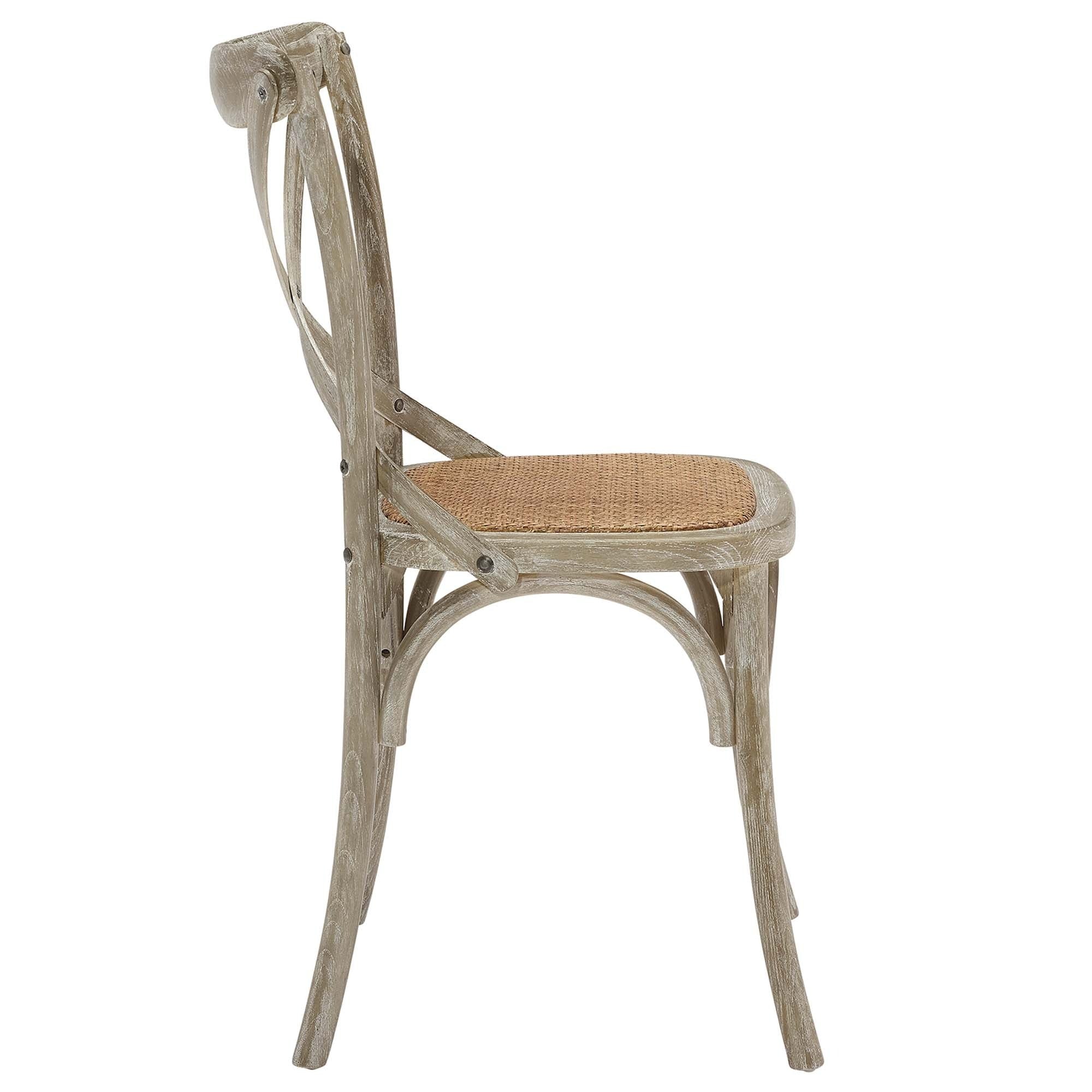 Elm Wood Dining Side Chair Set of 4 with Rattan Seat – Farmhouse Style - Image 10