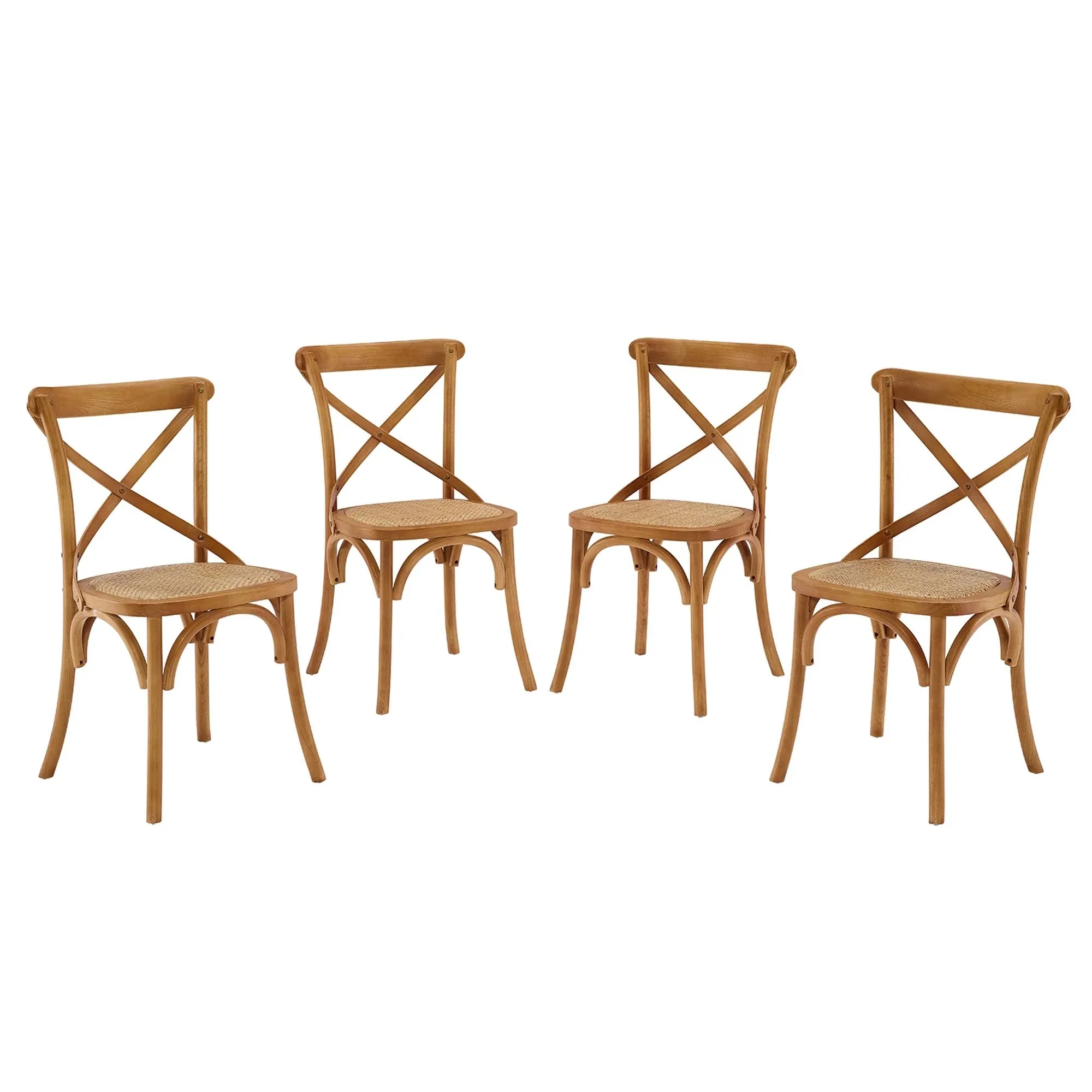 Elm Wood Dining Side Chair Set of 4 with Rattan Seat – Farmhouse Style - Image 21