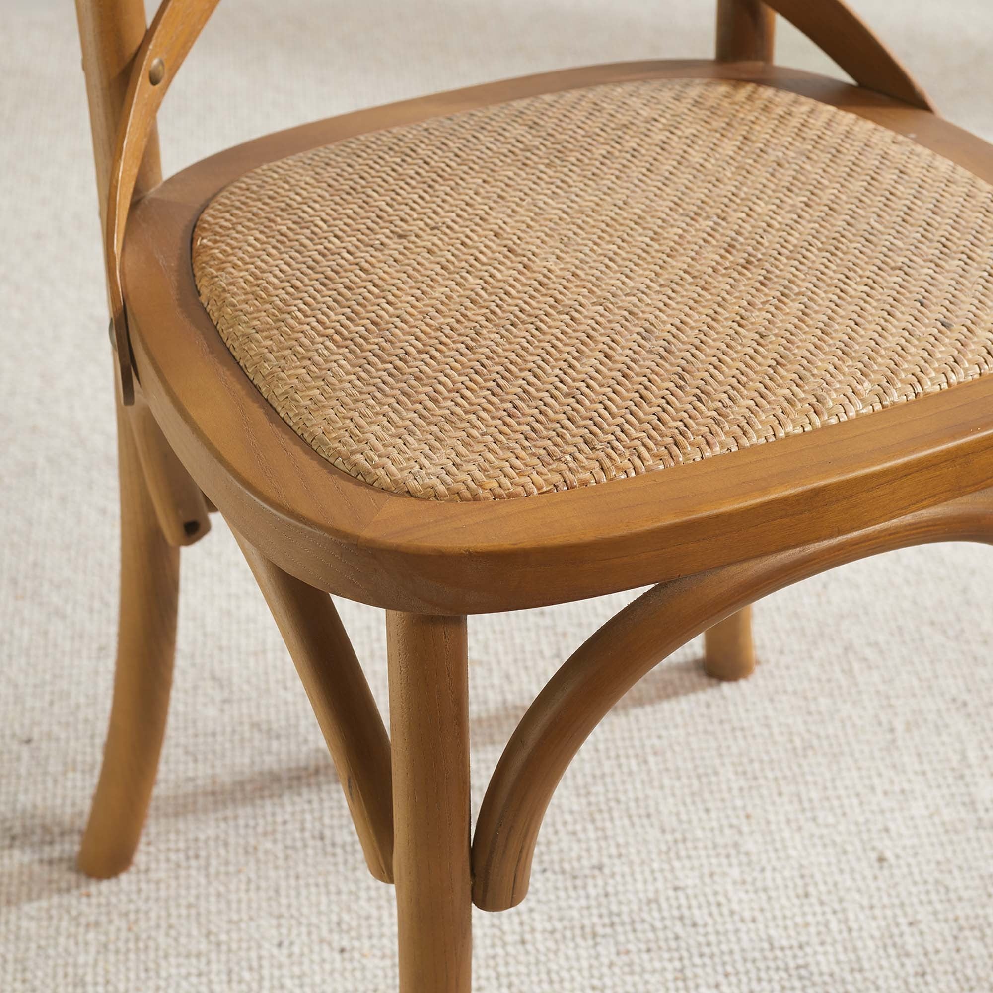 Elm Wood Dining Side Chair Set of 4 with Rattan Seat – Farmhouse Style - Image 24