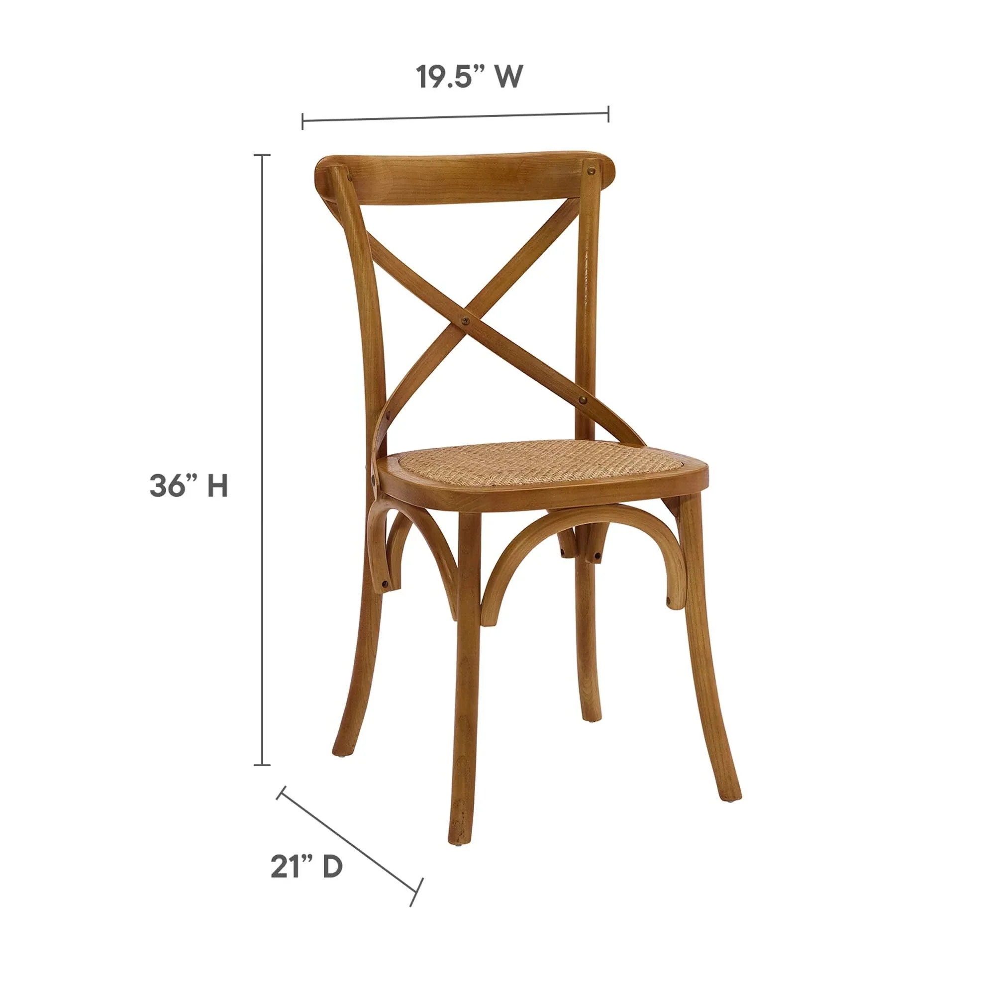 Elm Wood Dining Side Chair Set of 4 with Rattan Seat – Farmhouse Style - Image 34