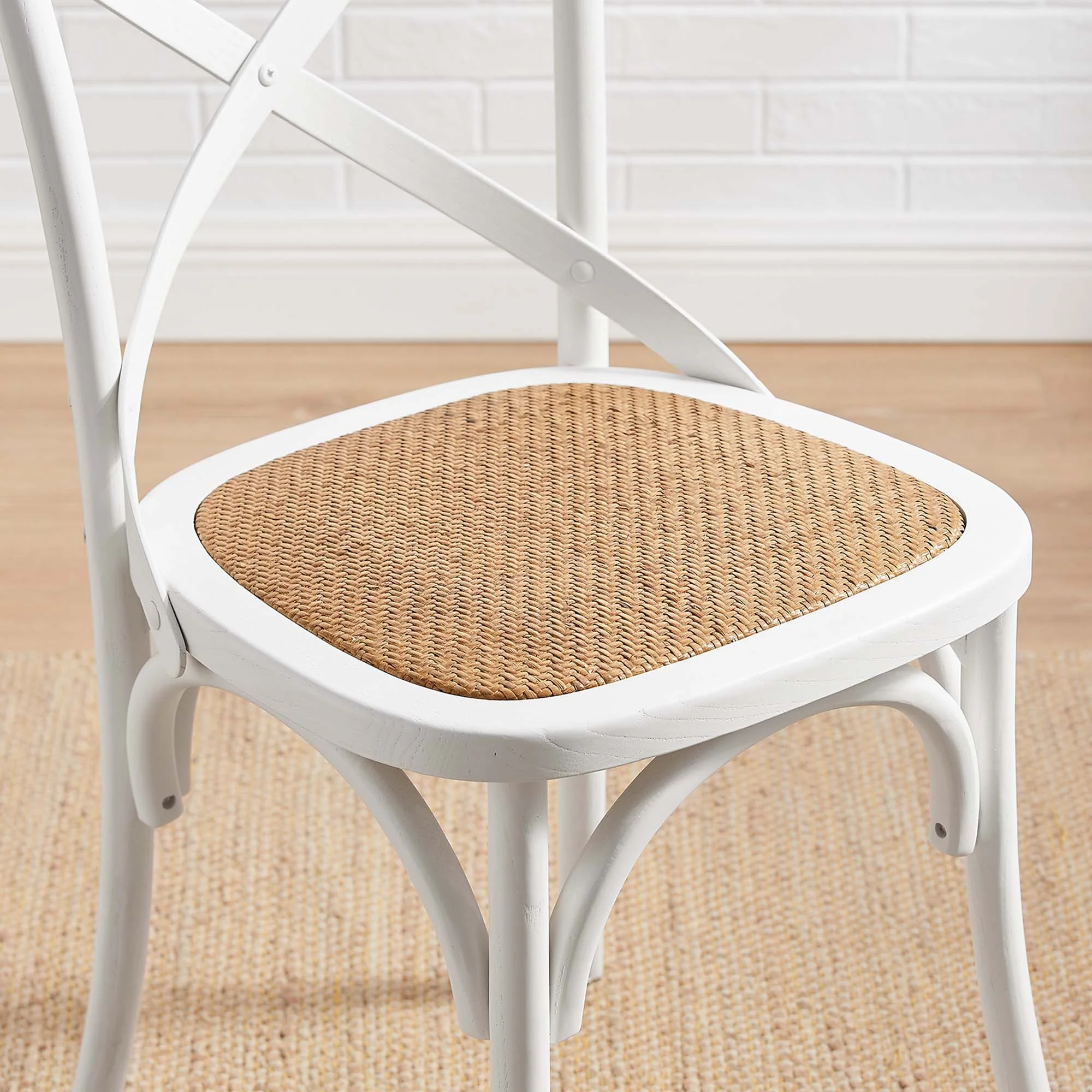 Elm Wood Dining Side Chair Set of 4 with Rattan Seat – Farmhouse Style - Image 42