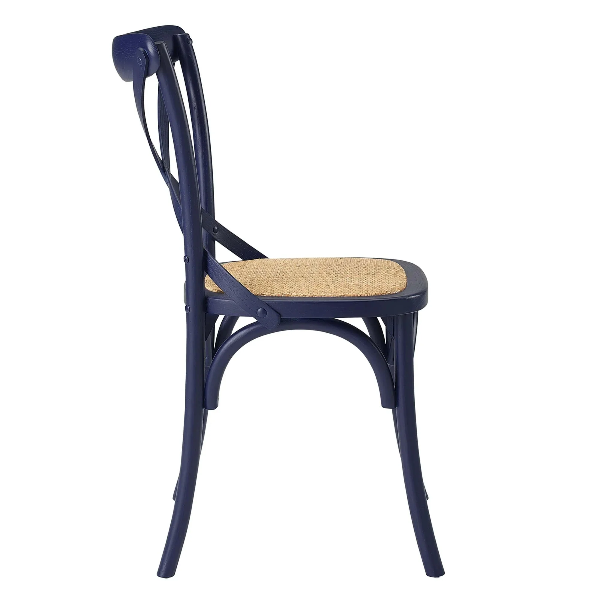 Elm Wood Dining Side Chair Set with Rattan Seat (Set of 2) - Image 11