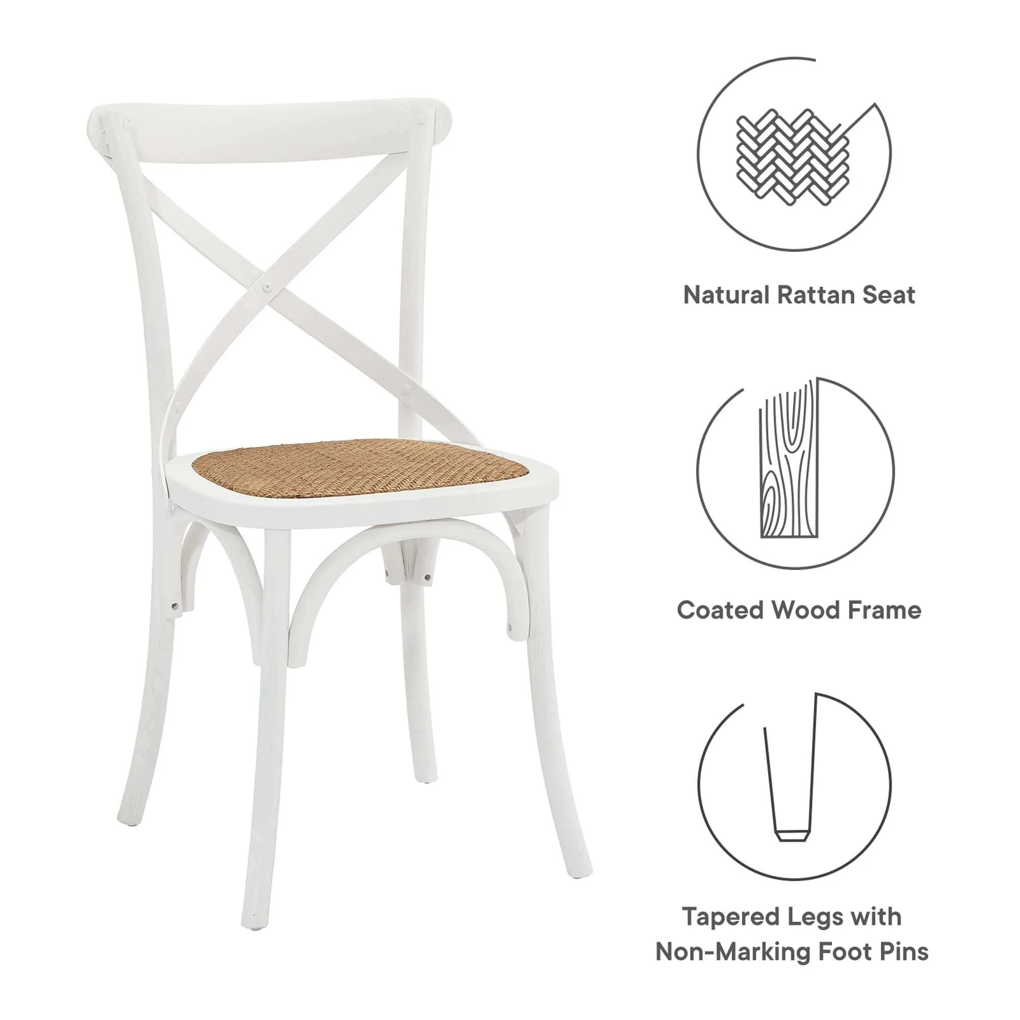 Elm Wood Dining Side Chair Set with Rattan Seat (Set of 2) - Image 30