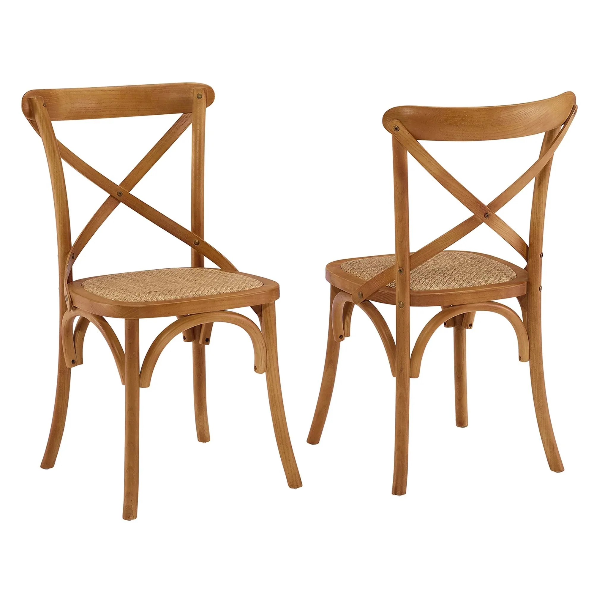 Elm Wood Dining Side Chair Set with Rattan Seat (Set of 2) - Image 47