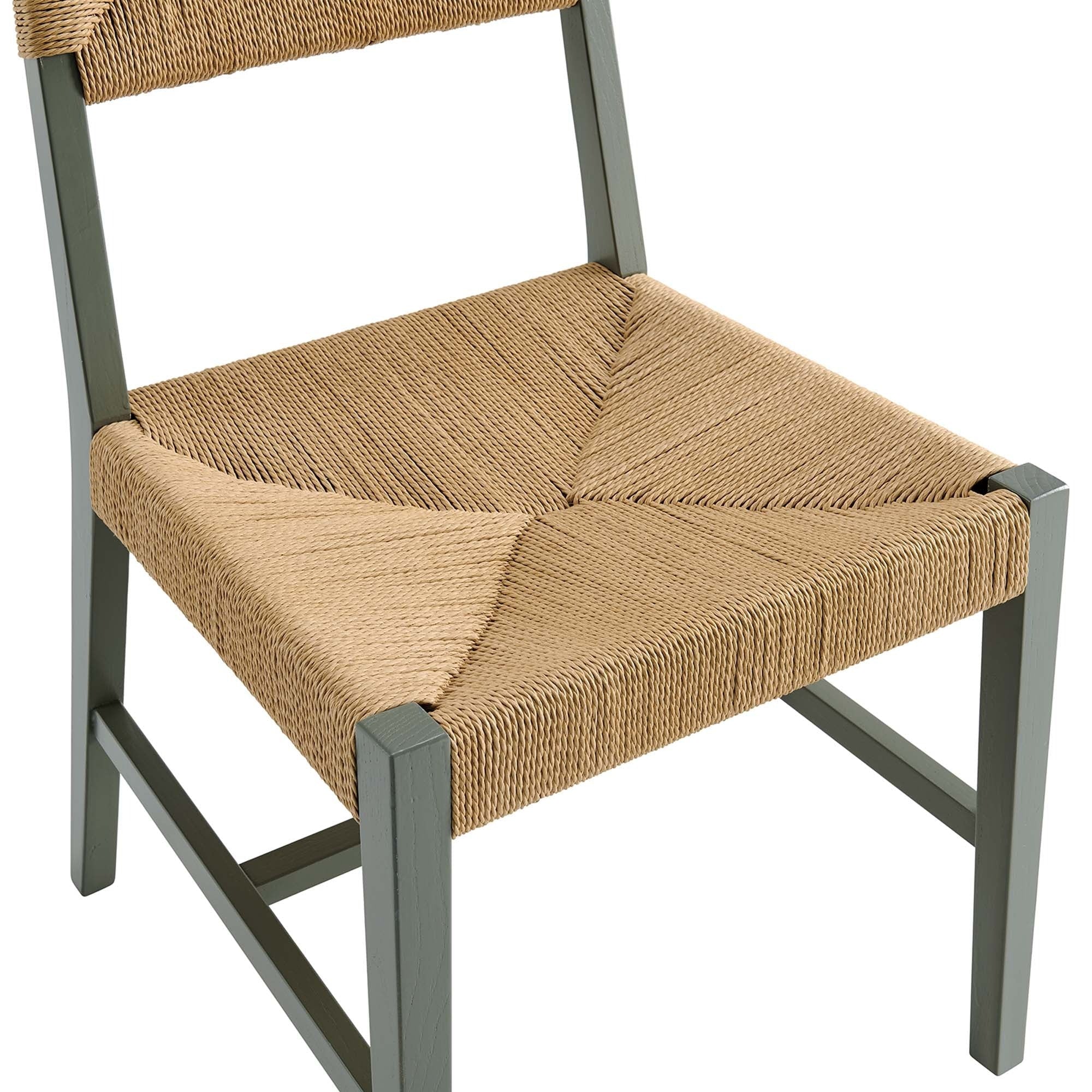 Elm Wood Dining Side Chair with Woven Rope Seat - Image 15