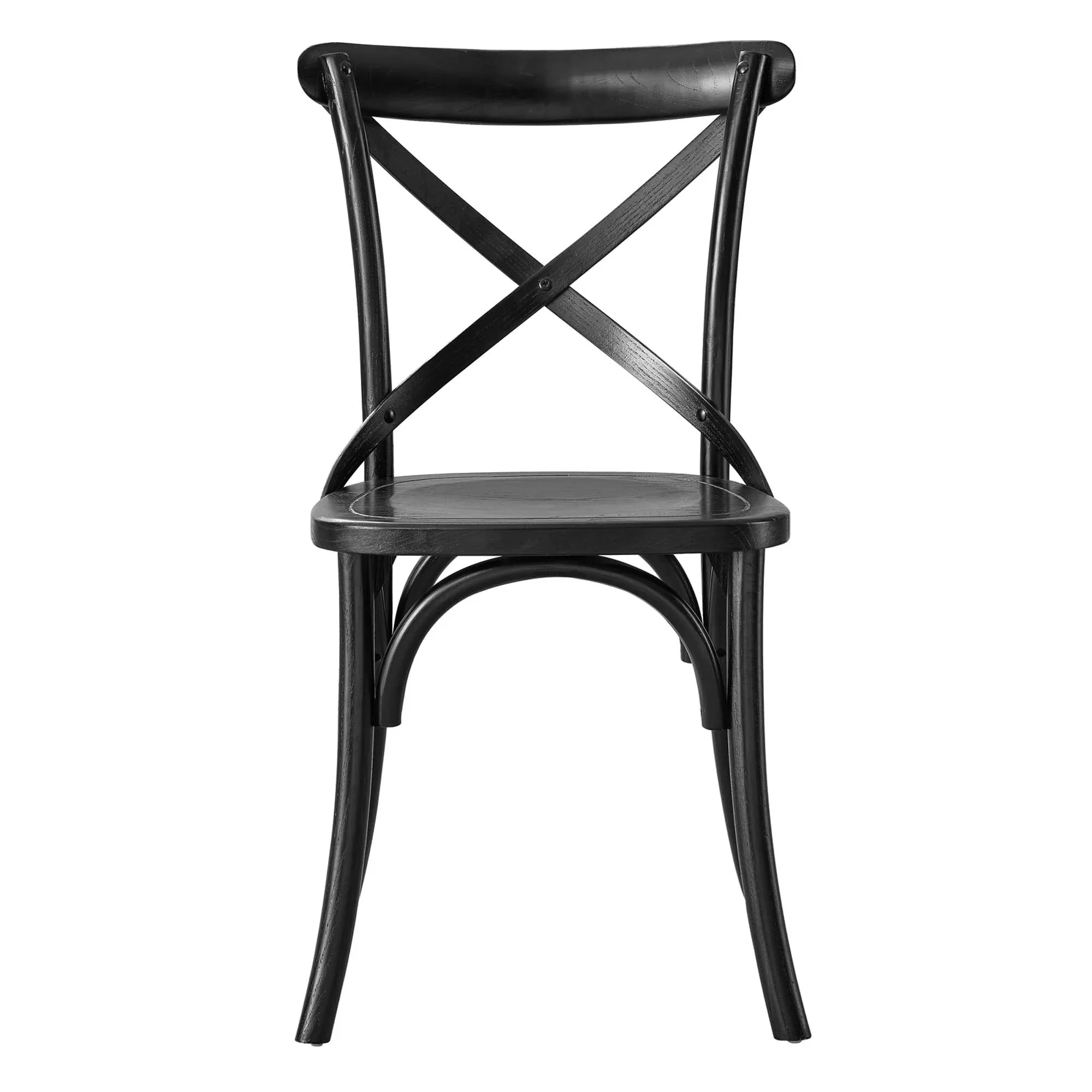 Elm Wood Farmhouse Dining Side Chair with X-Brace Back