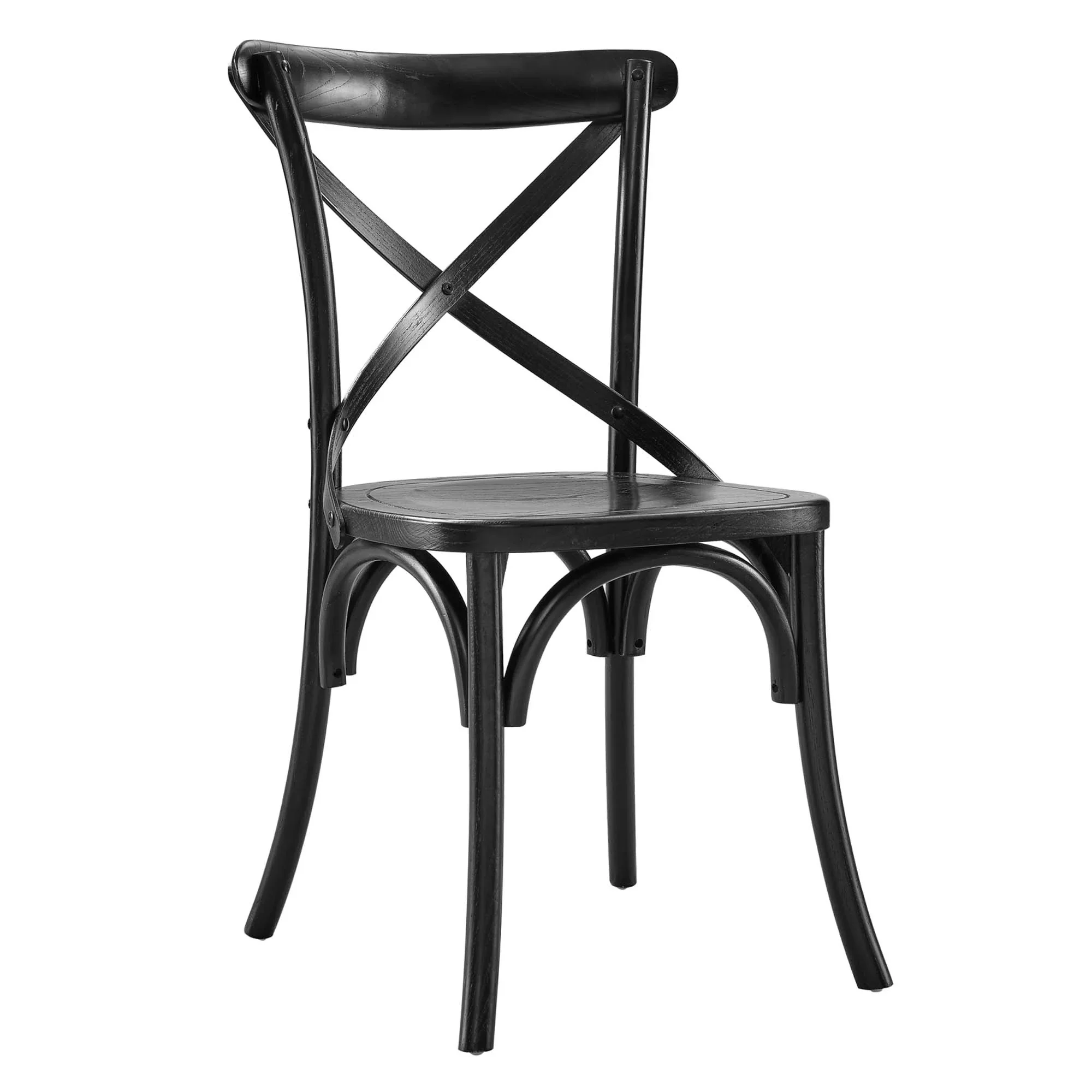Elm Wood Farmhouse Dining Side Chair with X-Brace Back - Image 2