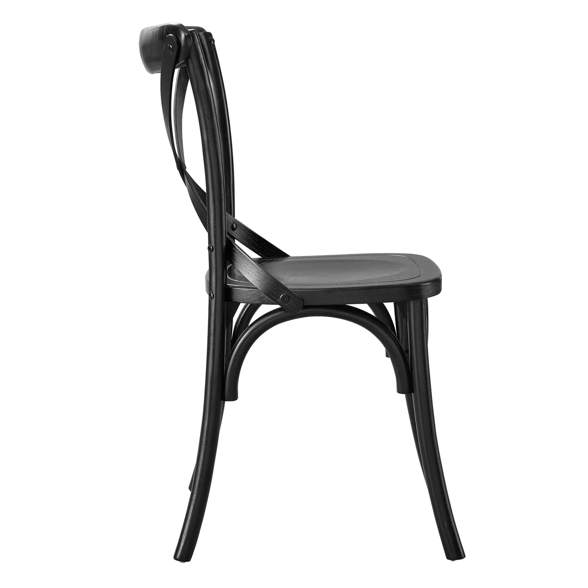 Elm Wood Farmhouse Dining Side Chair with X-Brace Back - Image 3