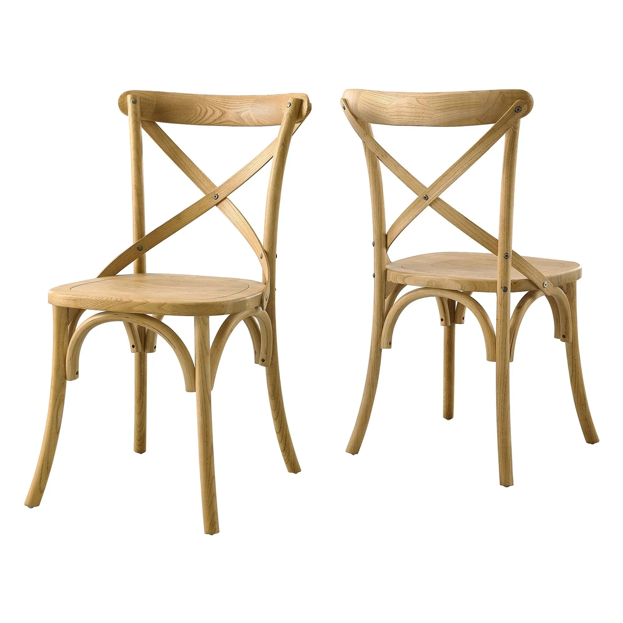 Elm Wood Farmhouse Dining Side Chair with X-Brace Back - Image 31