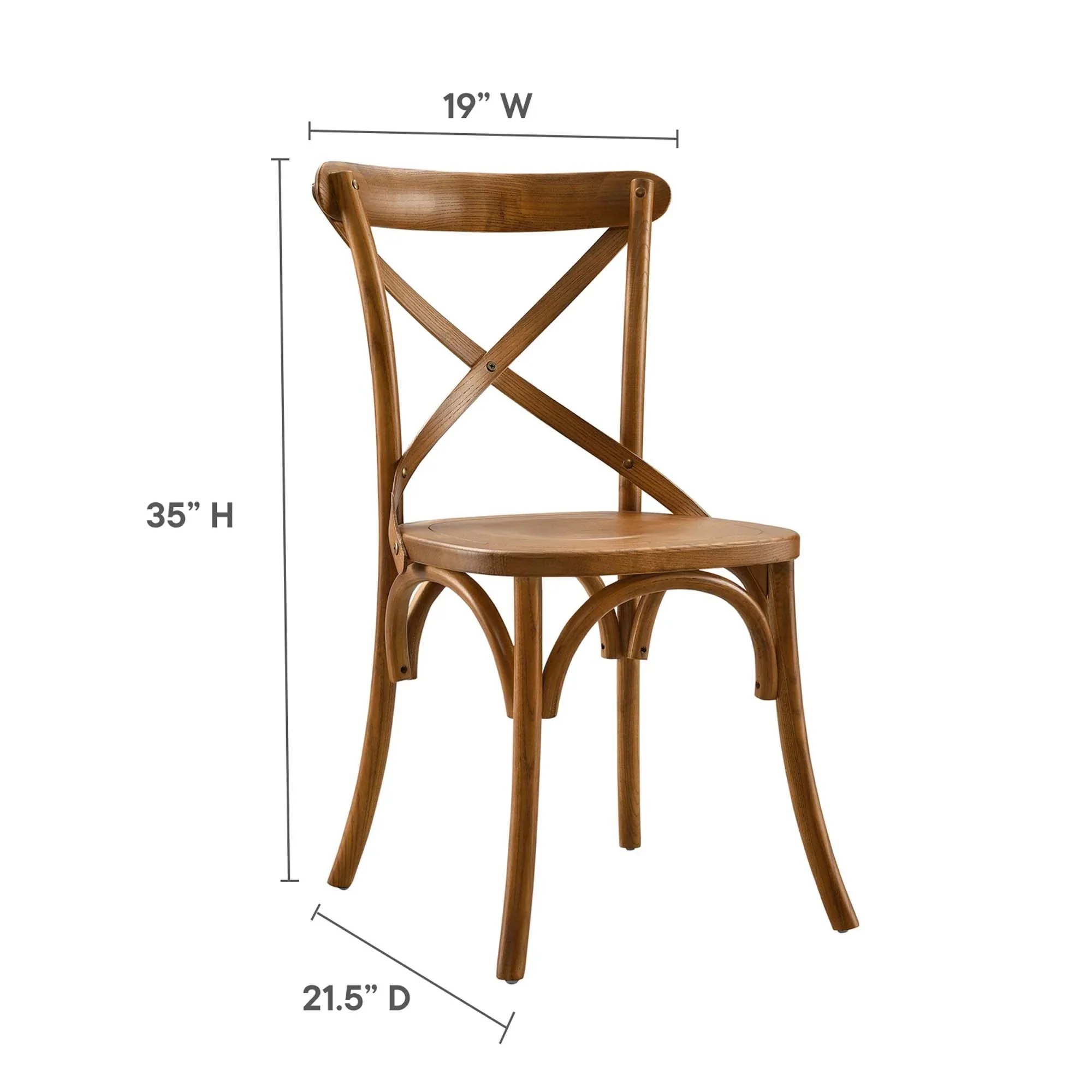 Elm Wood Farmhouse Dining Side Chair with X-Brace Back - Image 35