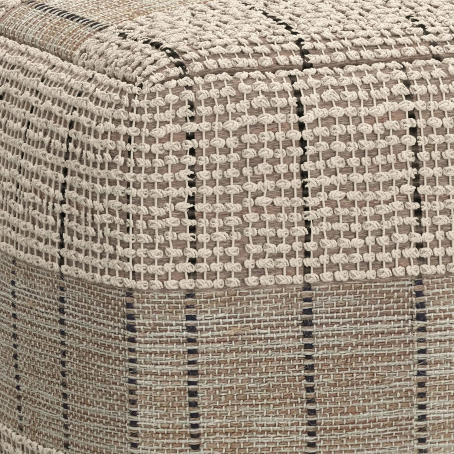 Elmer - Square Woven Pouf - Natural / Gray - Image 6