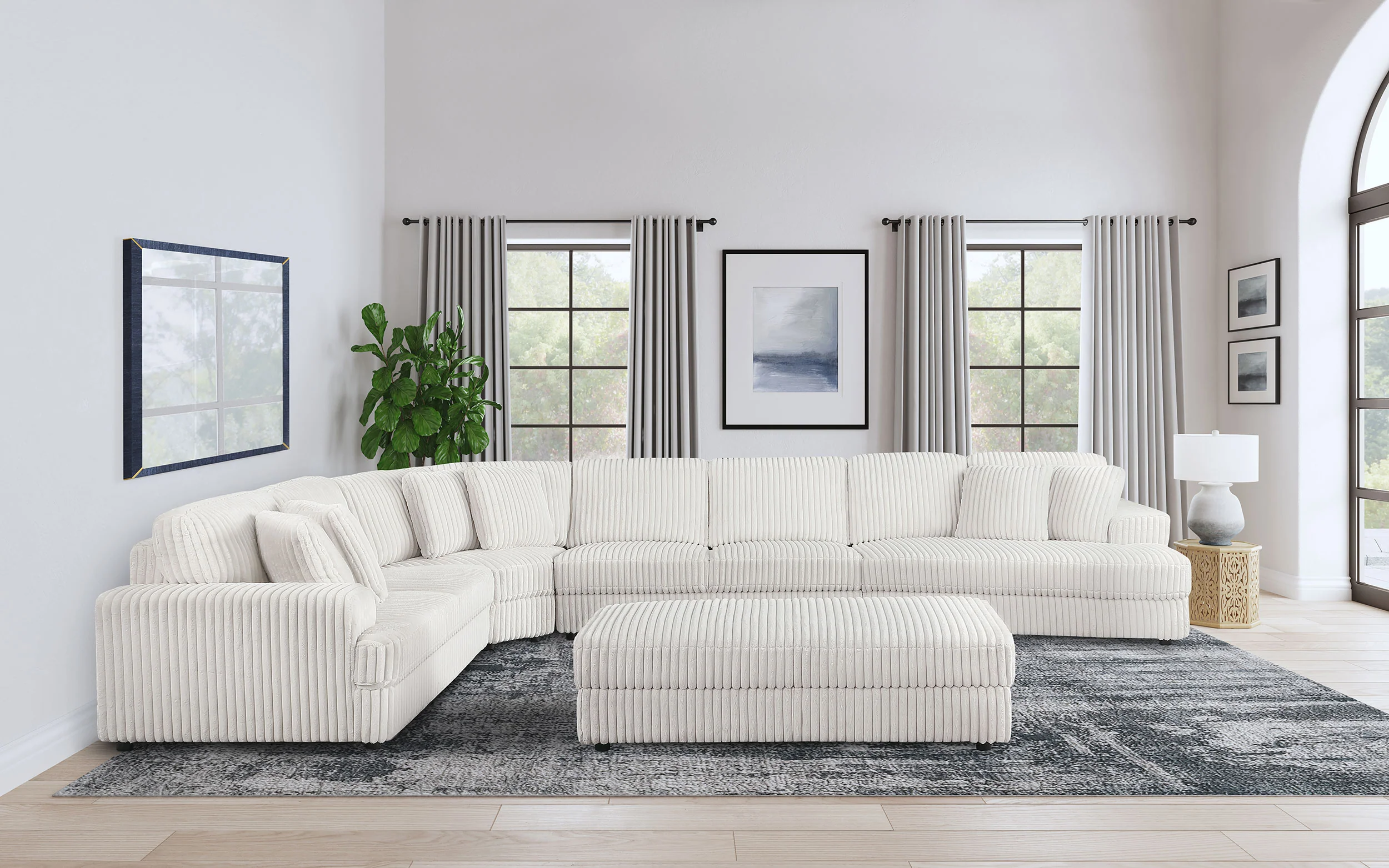 Emberson Upholstered Wedge Ivory Corduroy - Image 8