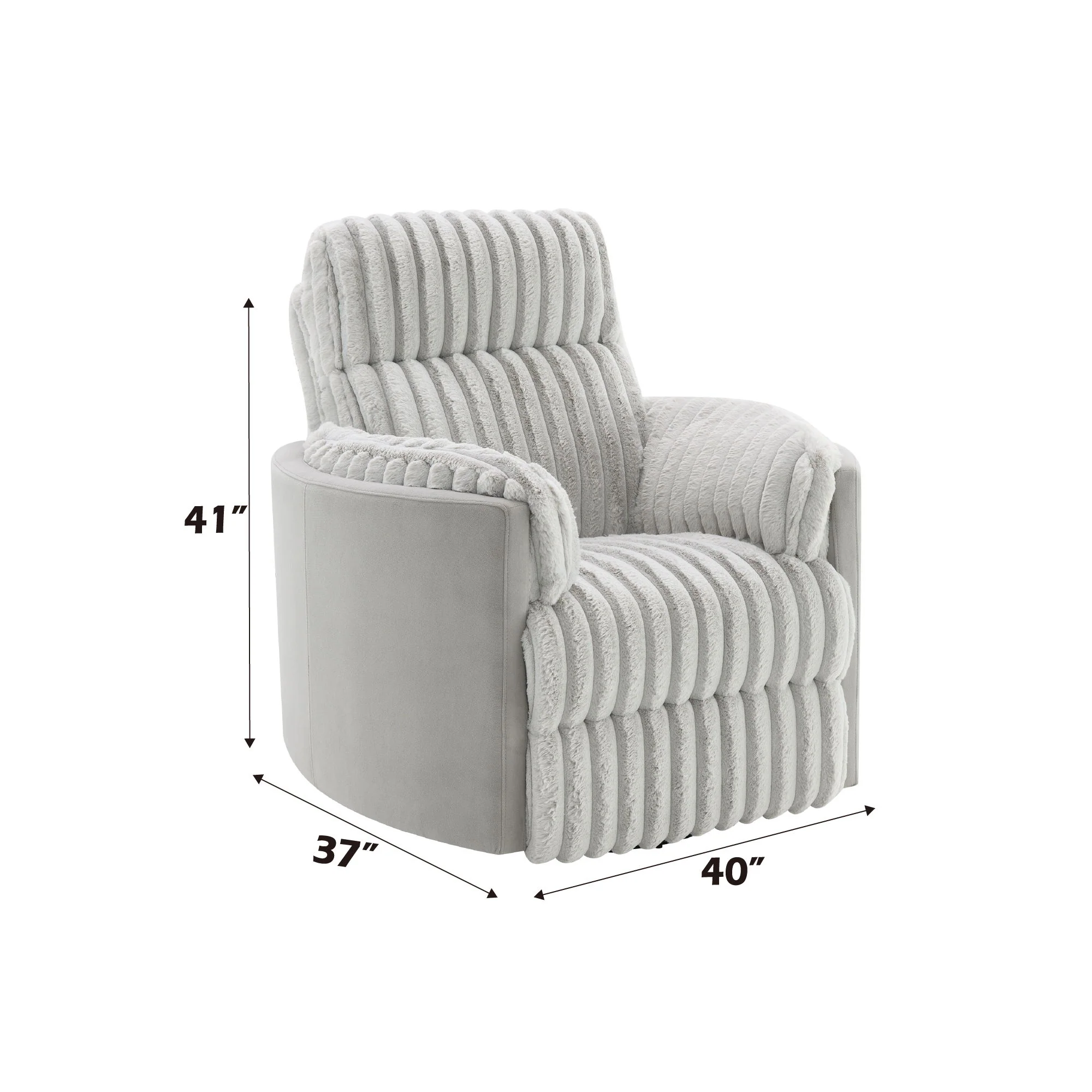 Emee - Corduroy Glider Recliner With Swivel - Gray - Image 3