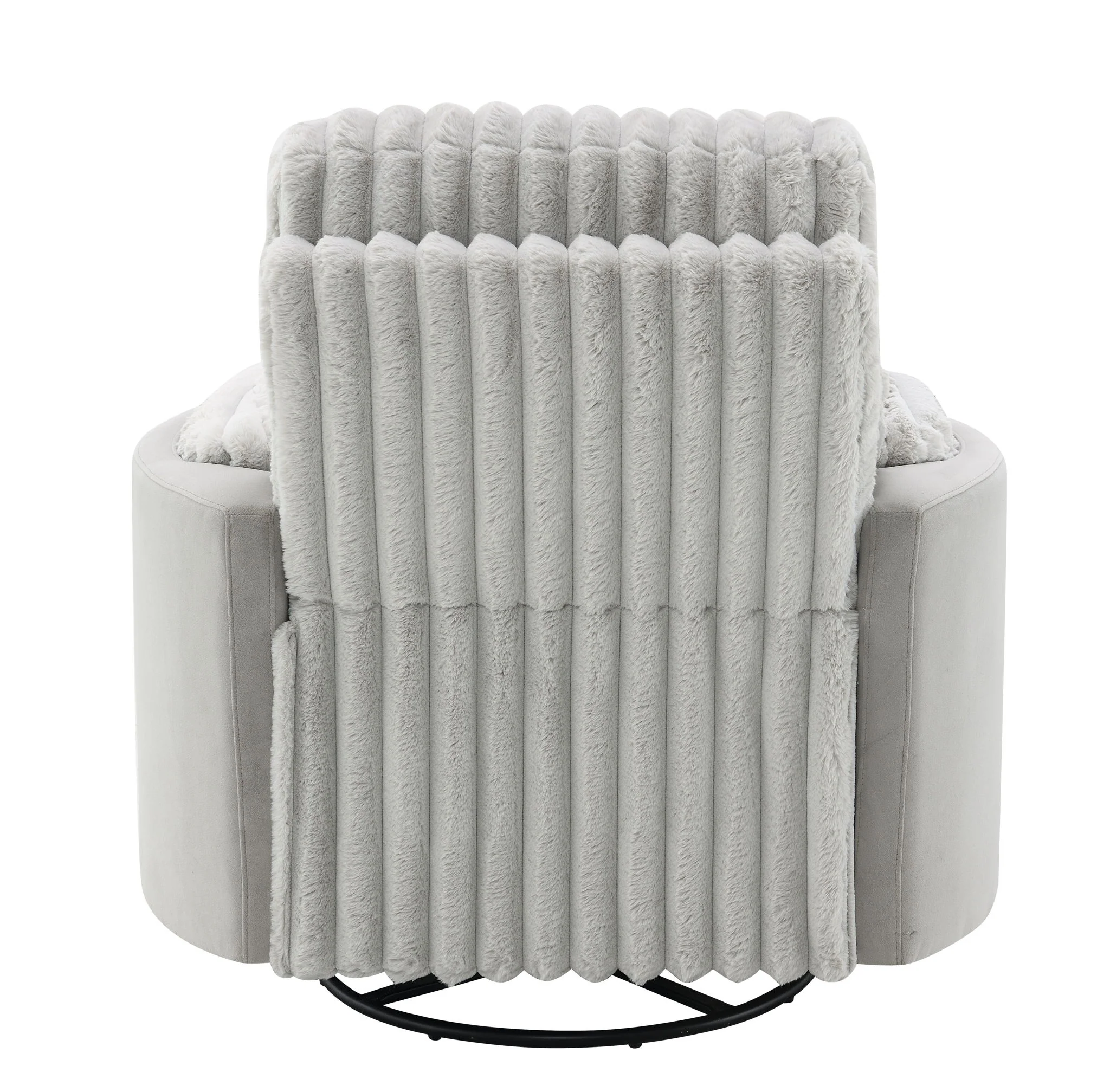 Emee - Corduroy Glider Recliner With Swivel - Gray - Image 7