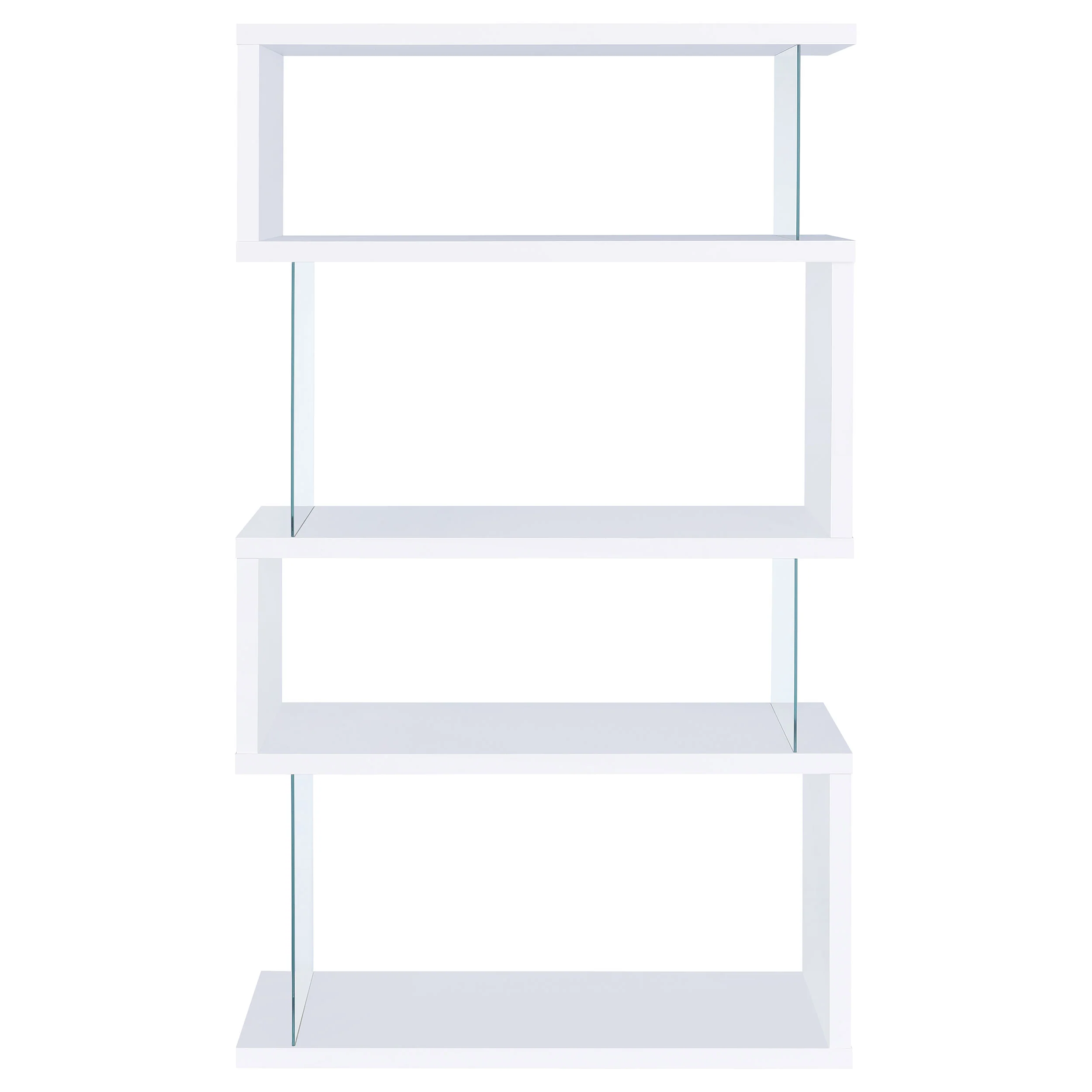 Emelle 63-Inch 4-Shelf Glass Panel Bookshelf in White - Image 6