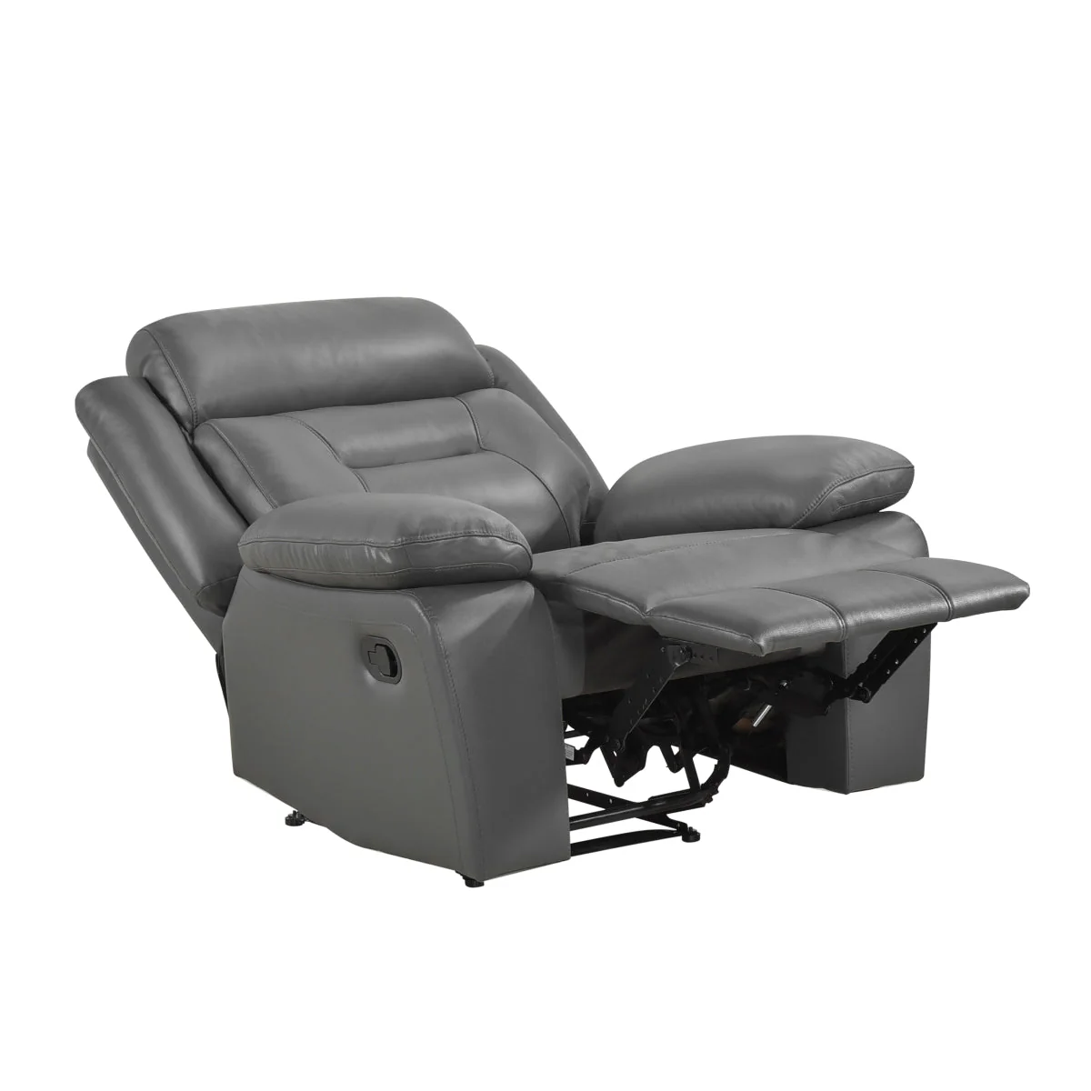 Emillia Dark Gray Leather Manual Recliner Chair – 40" W - Image 3