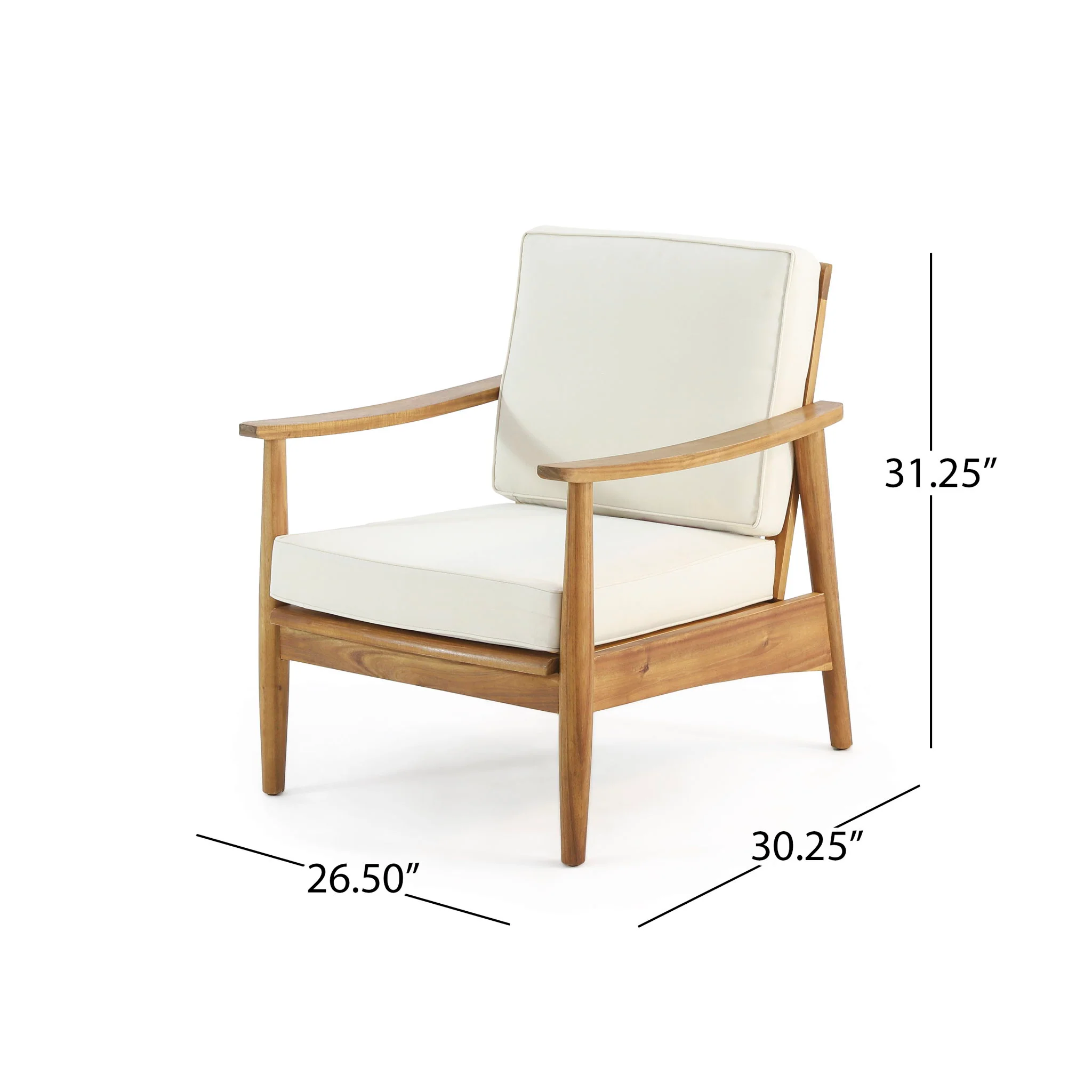 Emmry - Outdoor Acacia Wood Club Chair - Image 7