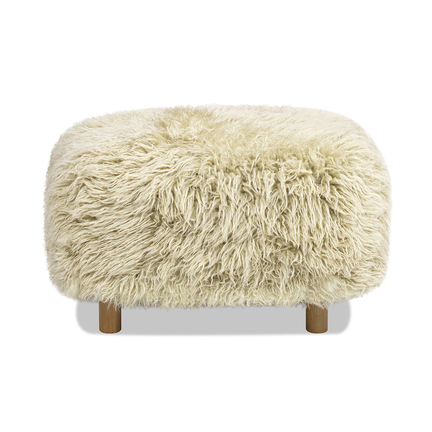 Enchante - New Zealand Sheepskin Rectangular Accent Ottoman - Taupe / Natural - Image 2