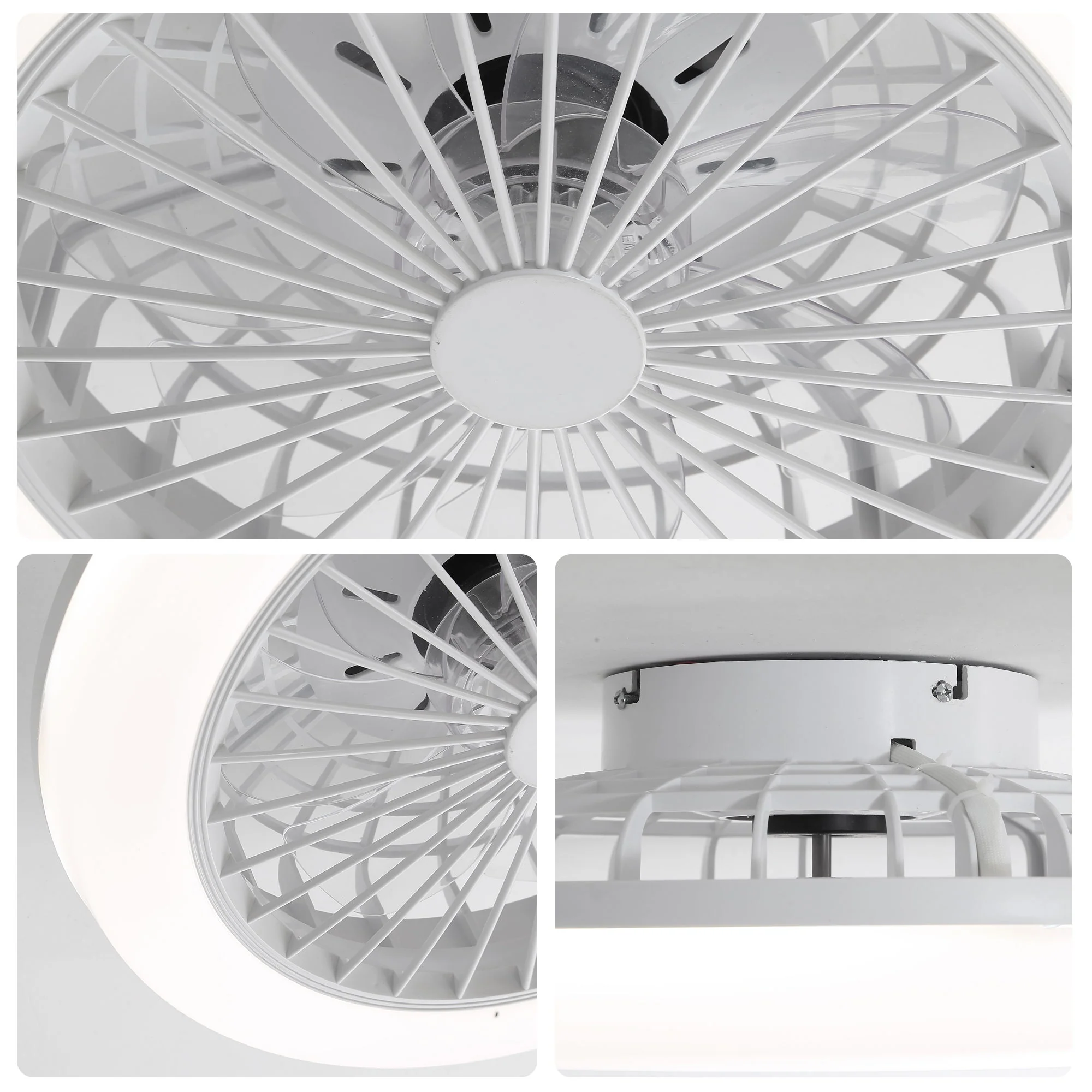Enclosed Ceiling Fan With Light And Remote, Flush Mount Bladeless Low Profile - White - Image 9