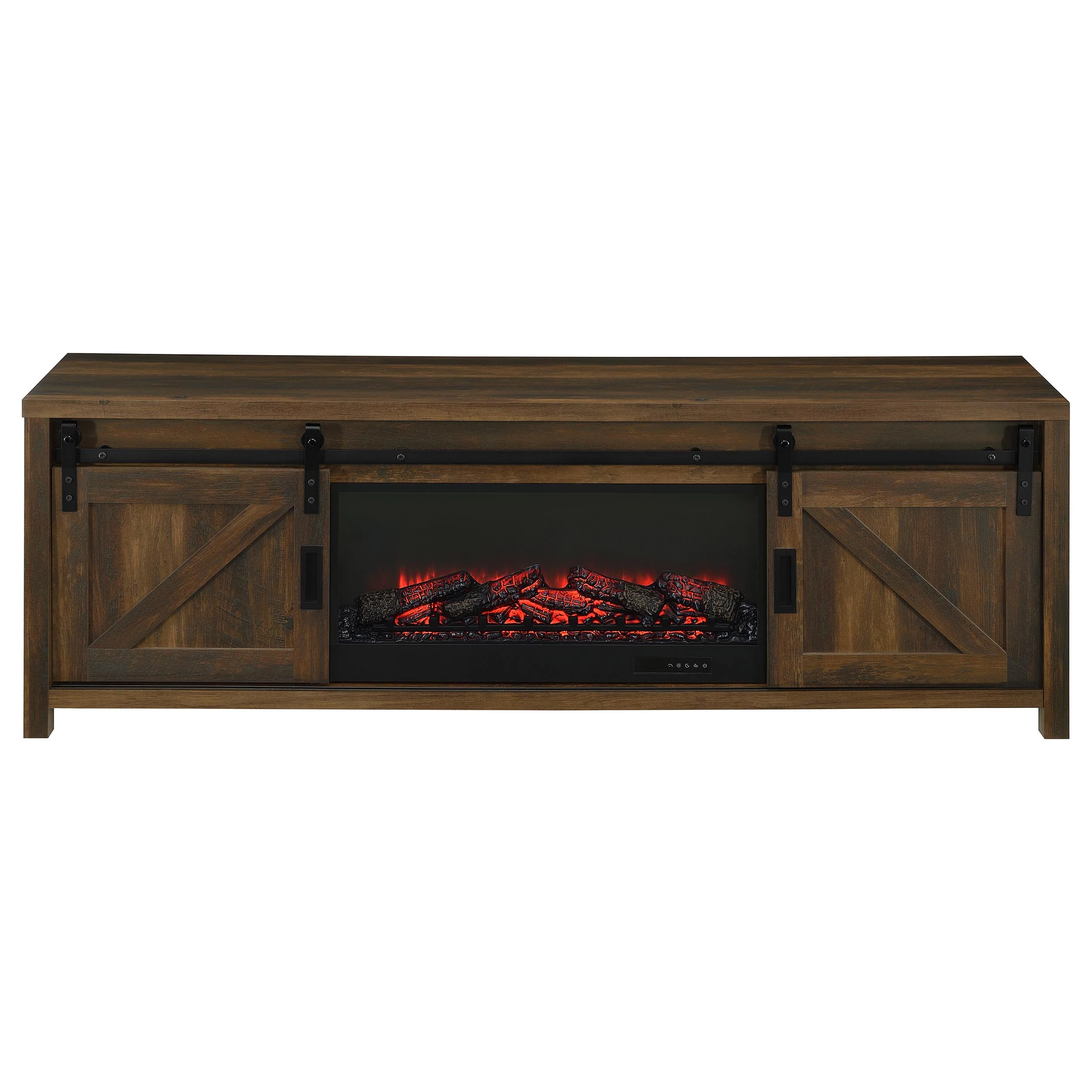 Enfield 71-inch TV Stand Fireplace Media Console Dark Pine - Image 4
