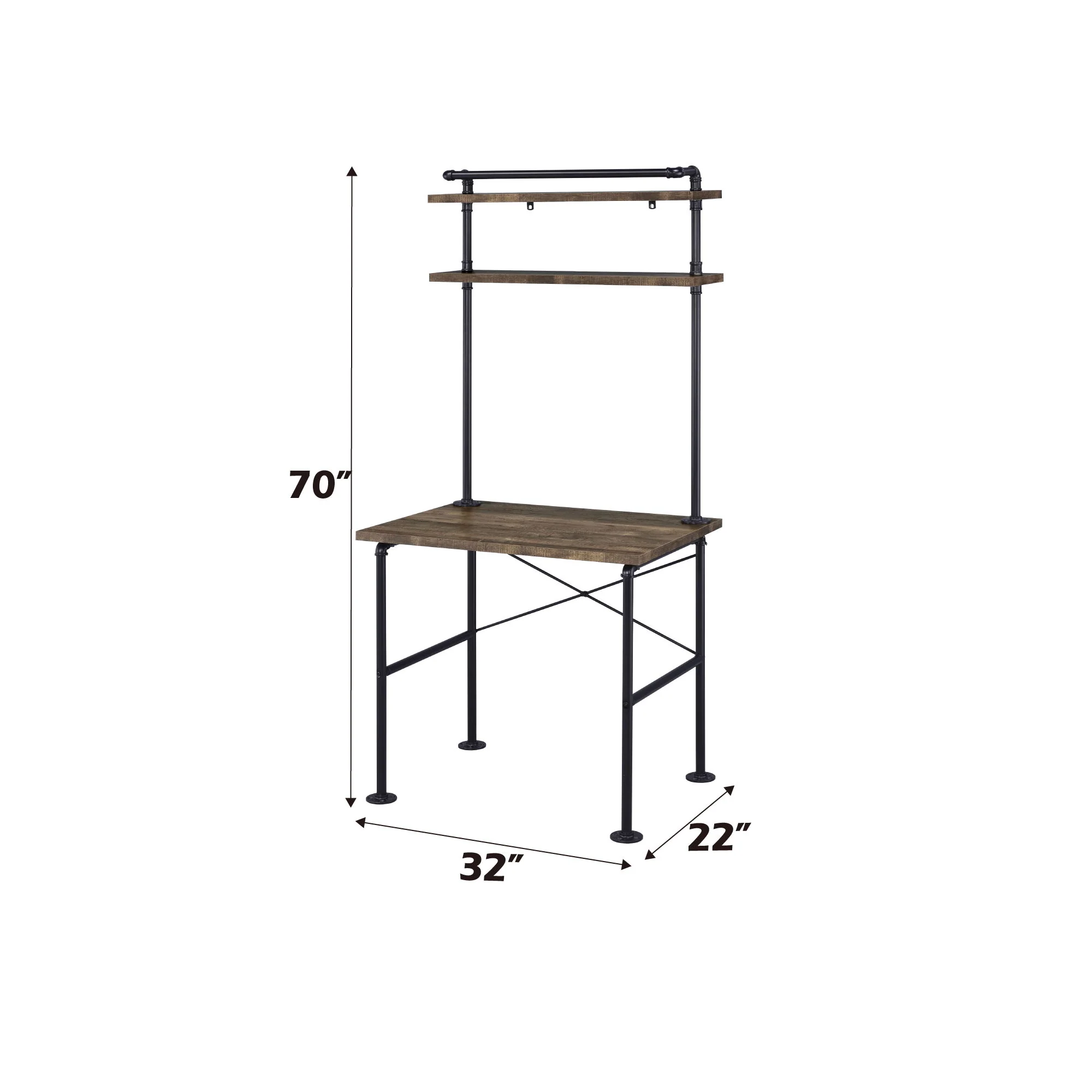 Ensata - Rustic Writing Desk - Black / Oak - Image 6
